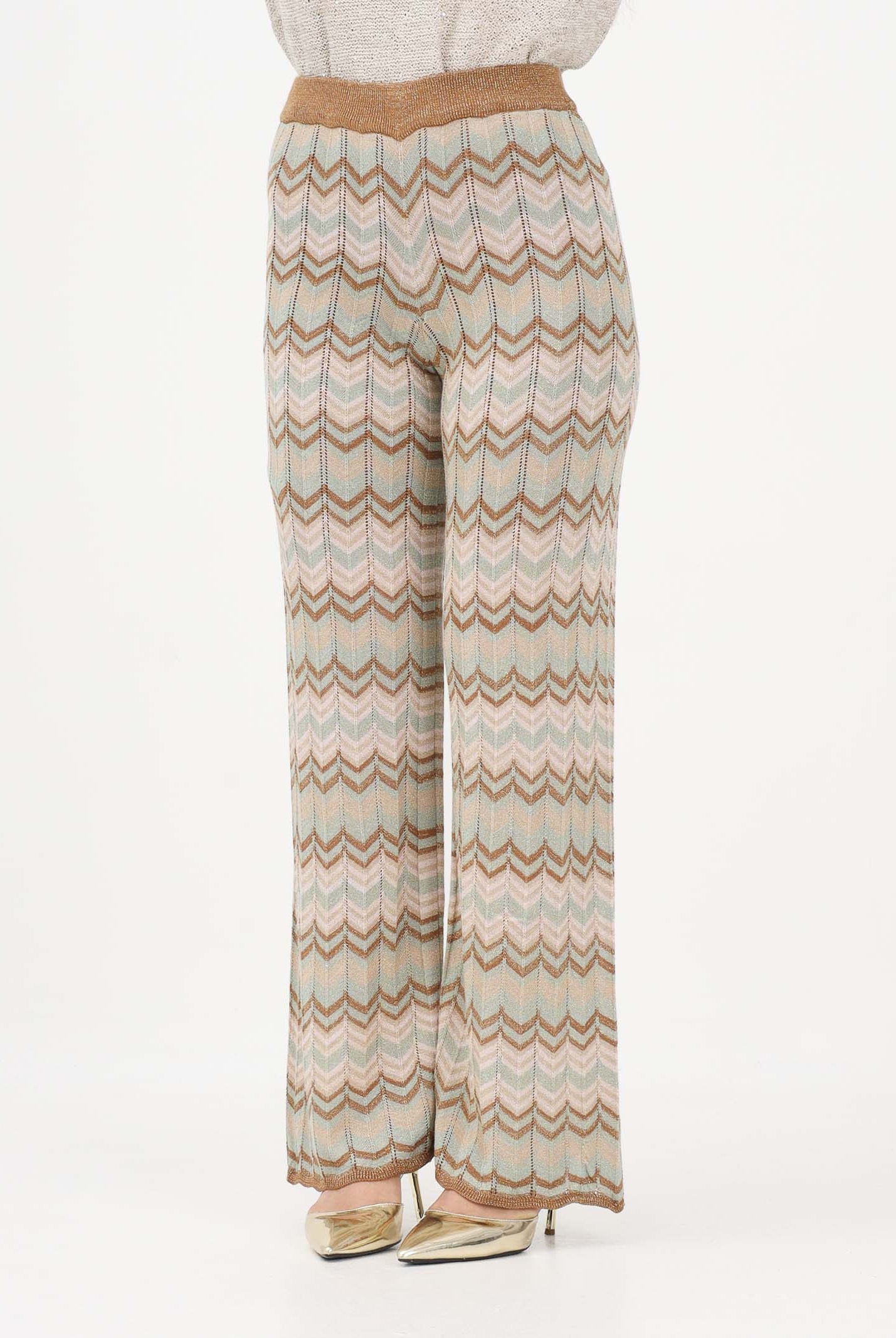 ONLY Pantalone multicolore da donna in maglia lurex con motivo chevron all-over 15369997 FOJA ONLY