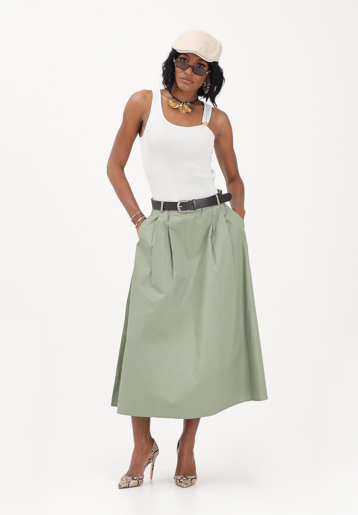 ONLY Gonna midi verde da donna 15370607 OIGR ONLY