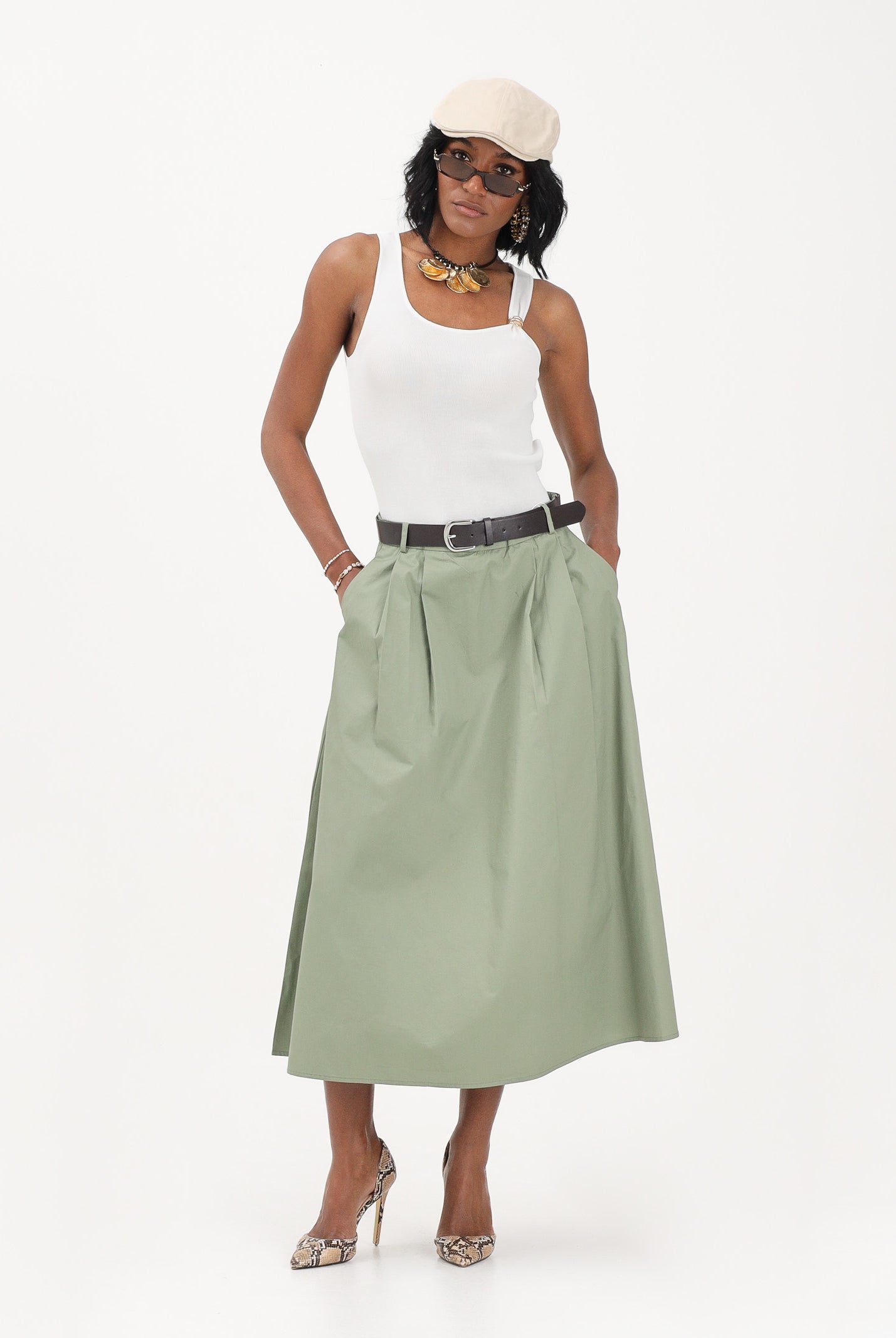 ONLY Gonna midi verde da donna 15370607 OIGR ONLY