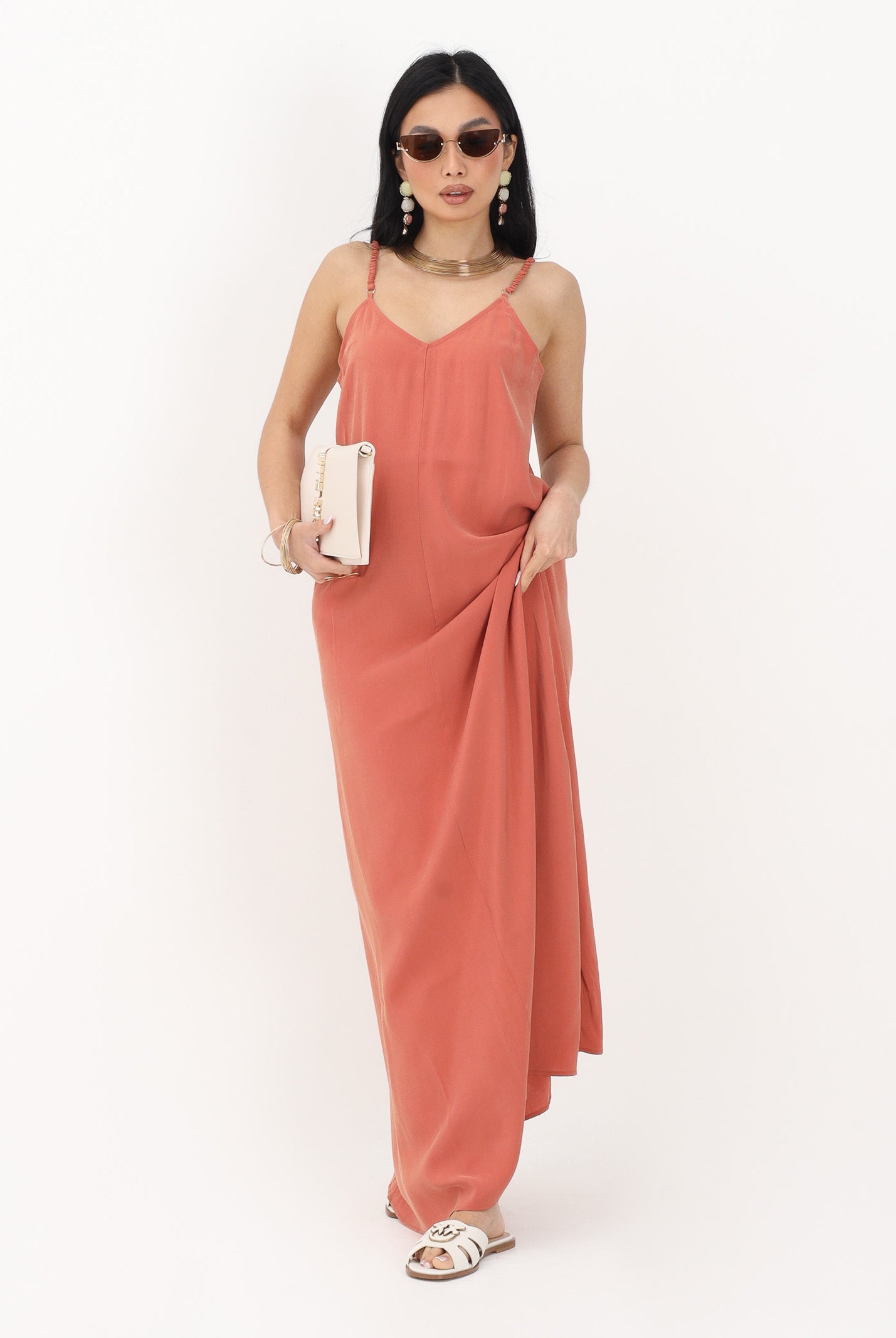 ONLY Abito lungo color salmone da donna 15371094 AR ONLY