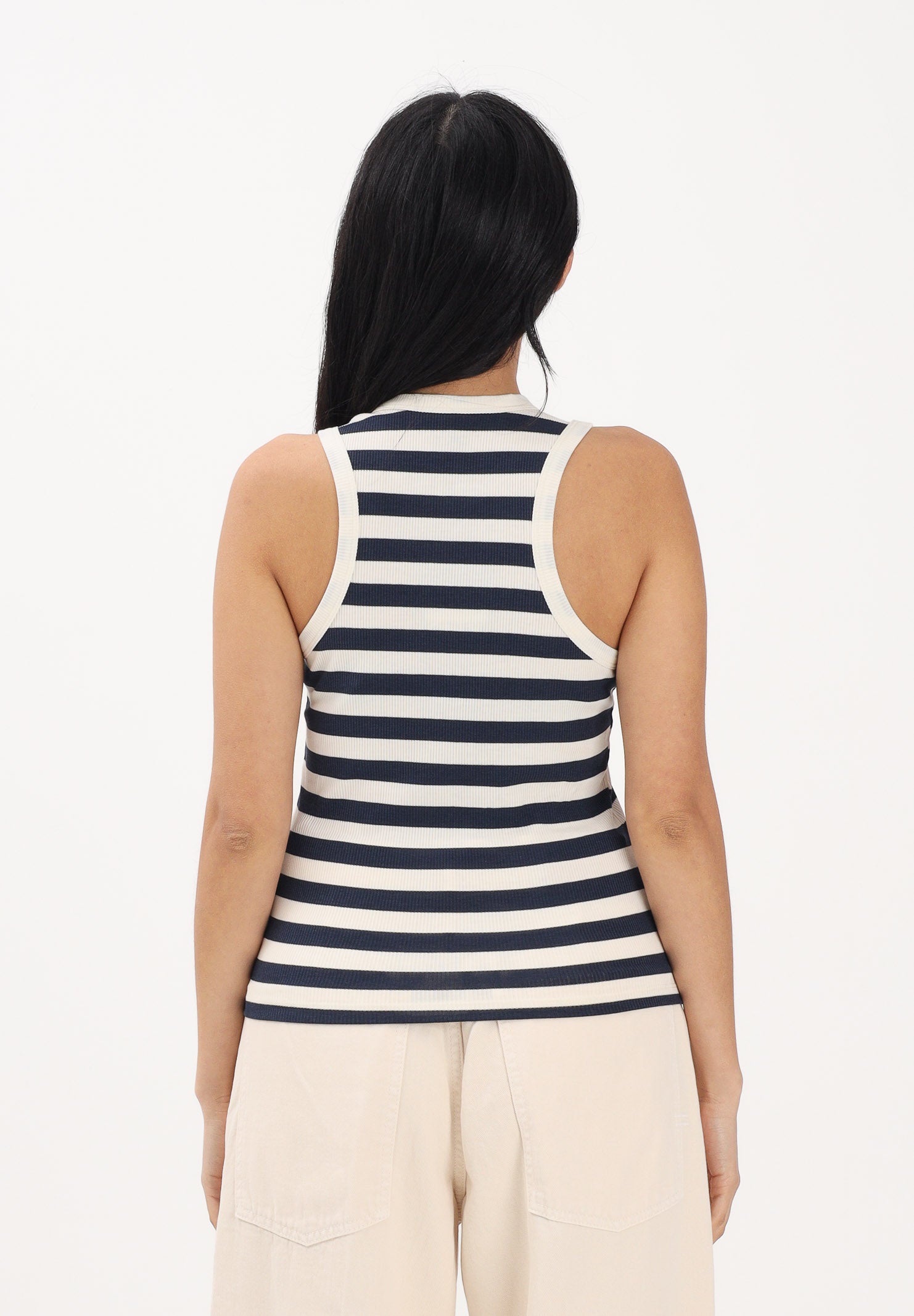 ONLY Canotta a righe panna e blu da donna con ricamo 15375771 BRWINA ONLY