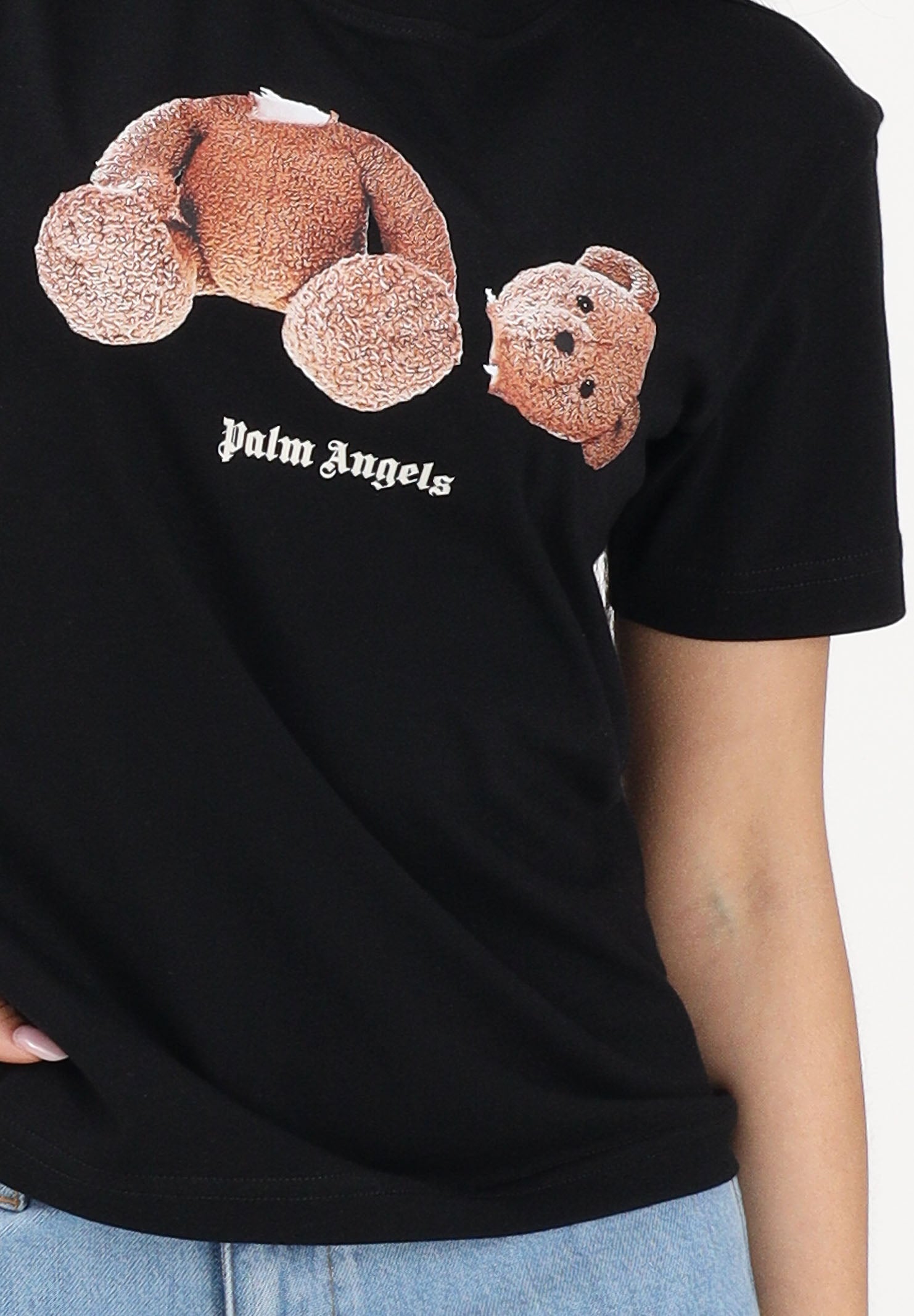 PALM ANGELS T-shirt a manica corta nera per donna, ragazzi e bambini con stampa PBAA003S26JER001 110 PALM ANGELS