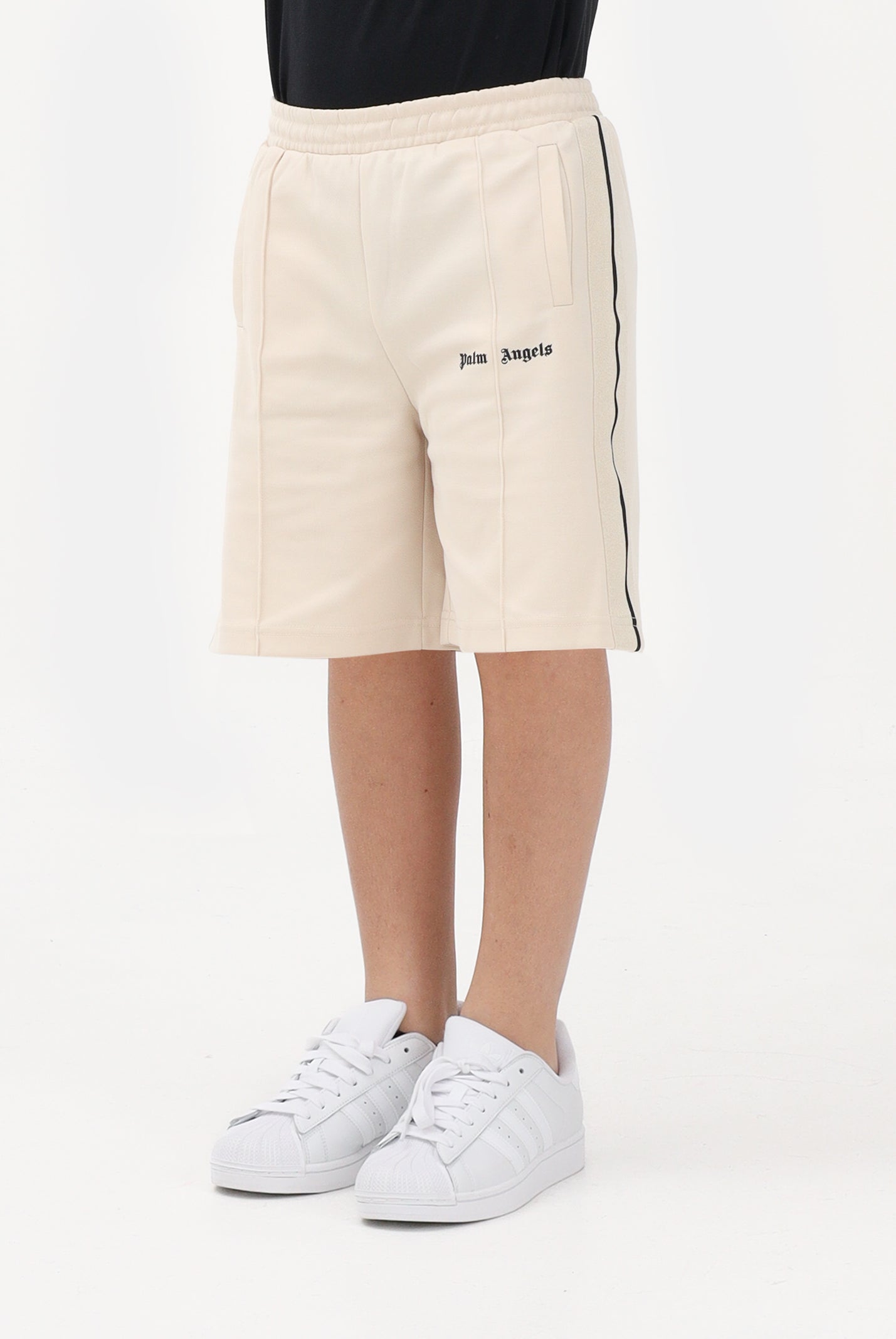PALM ANGELS Shorts sportivo beige per donna, ragazzi e bambini con logo PBCL001S26FAB001 092 PALM ANGELS