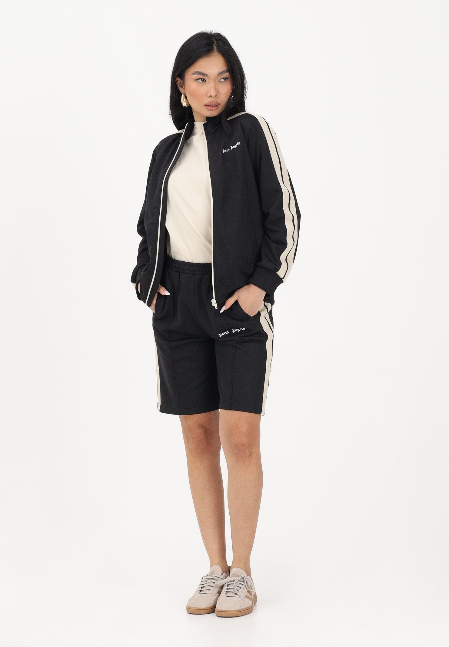 PALM ANGELS Shorts sportivo nero per donna, ragazzi e bambini con logo PBCL001S26FAB001 110 PALM ANGELS