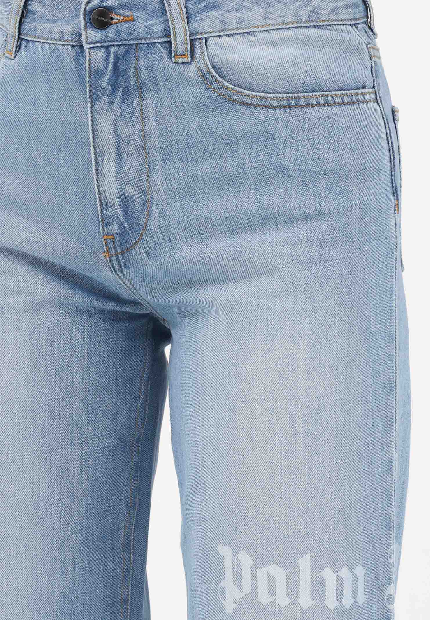 PALM ANGELS Jeans in denim azzurro chiaro per donna, ragazzi e bambini con logo PBYB009S26DEN001 050 PALM ANGELS