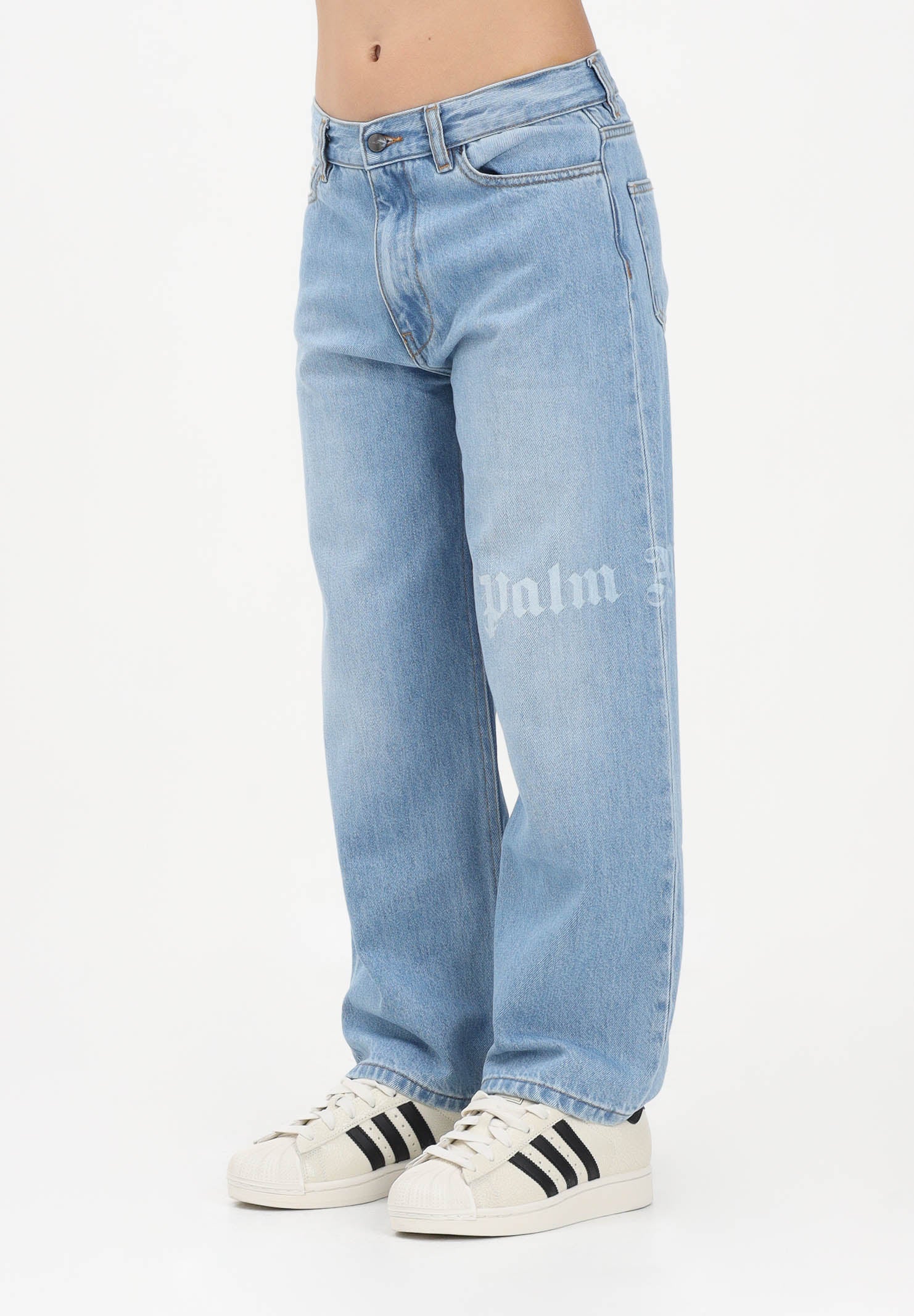 PALM ANGELS Jeans in denim azzurro chiaro per donna, ragazzi e bambini con logo PBYB009S26DEN001 050 PALM ANGELS
