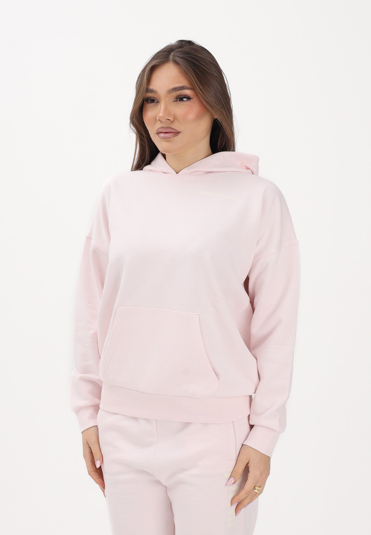 PALM ANGELS Felpa con cappuccio rosa per donna, ragazze e bambine rifinita da logo PGBB014S26FLE001 042 PALM ANGELS