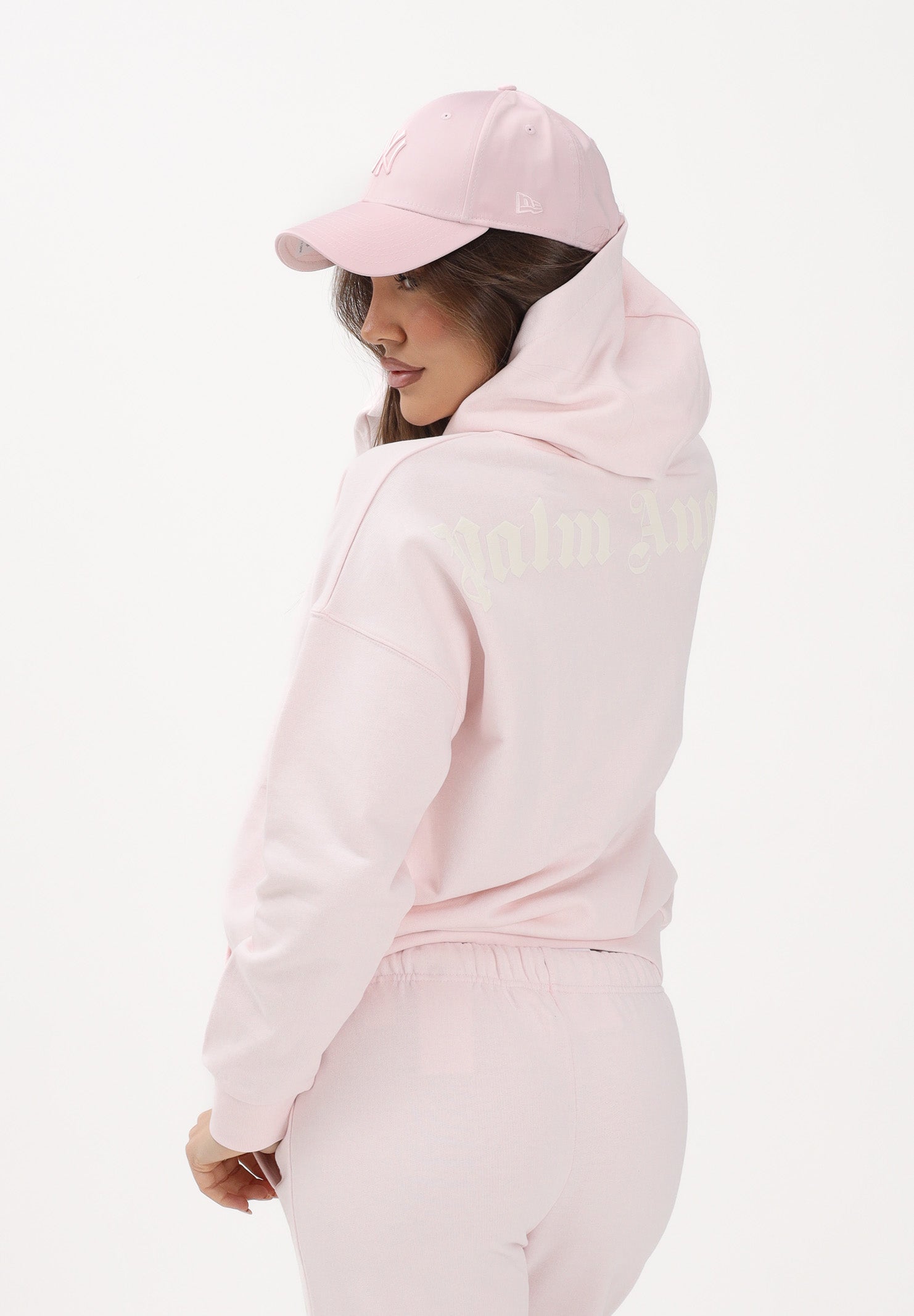 PALM ANGELS Felpa con cappuccio rosa per donna, ragazze e bambine rifinita da logo PGBB014S26FLE001 042 PALM ANGELS