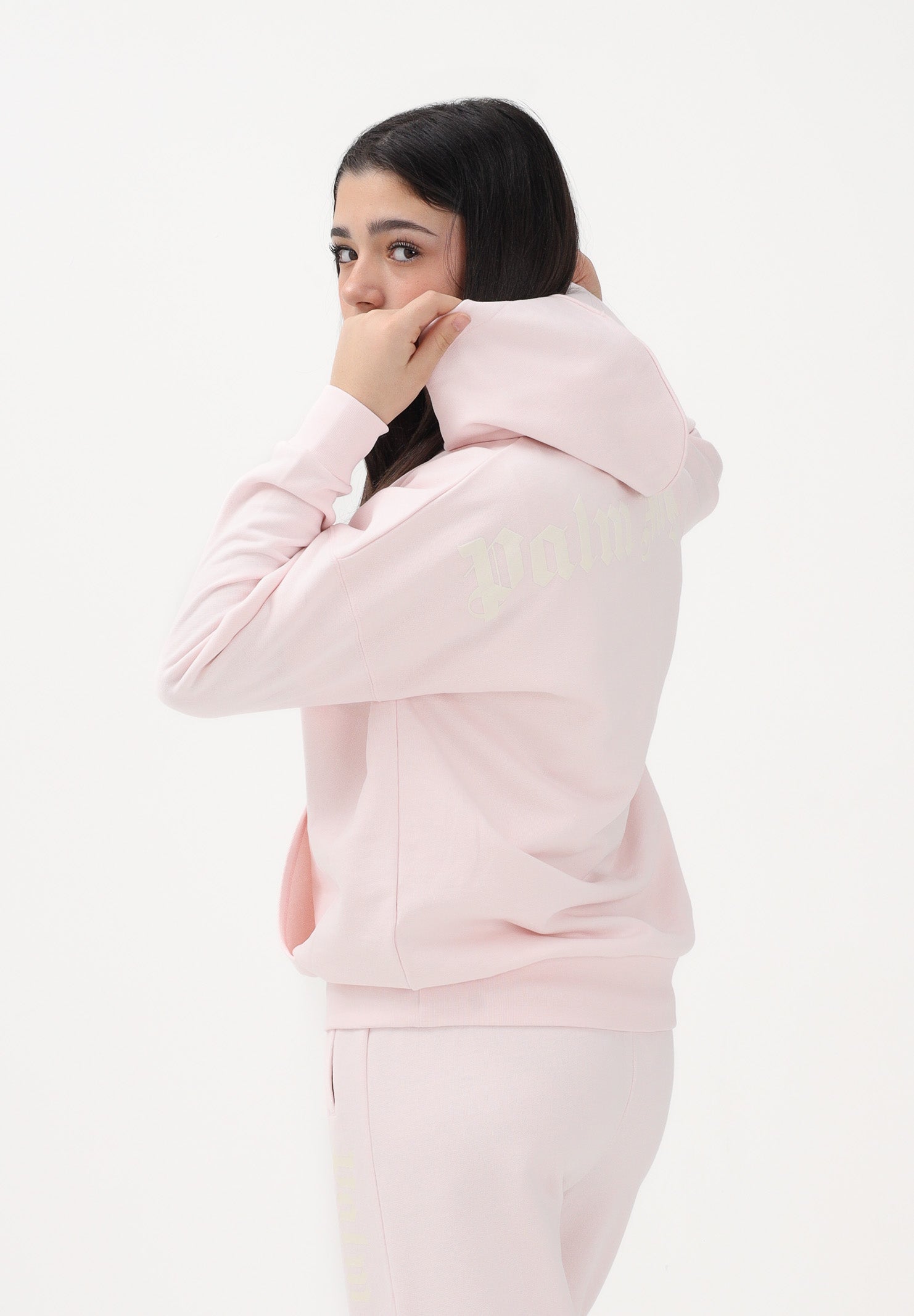 PALM ANGELS Felpa con cappuccio rosa per donna, ragazze e bambine rifinita da logo PGBB014S26FLE001 042 PALM ANGELS