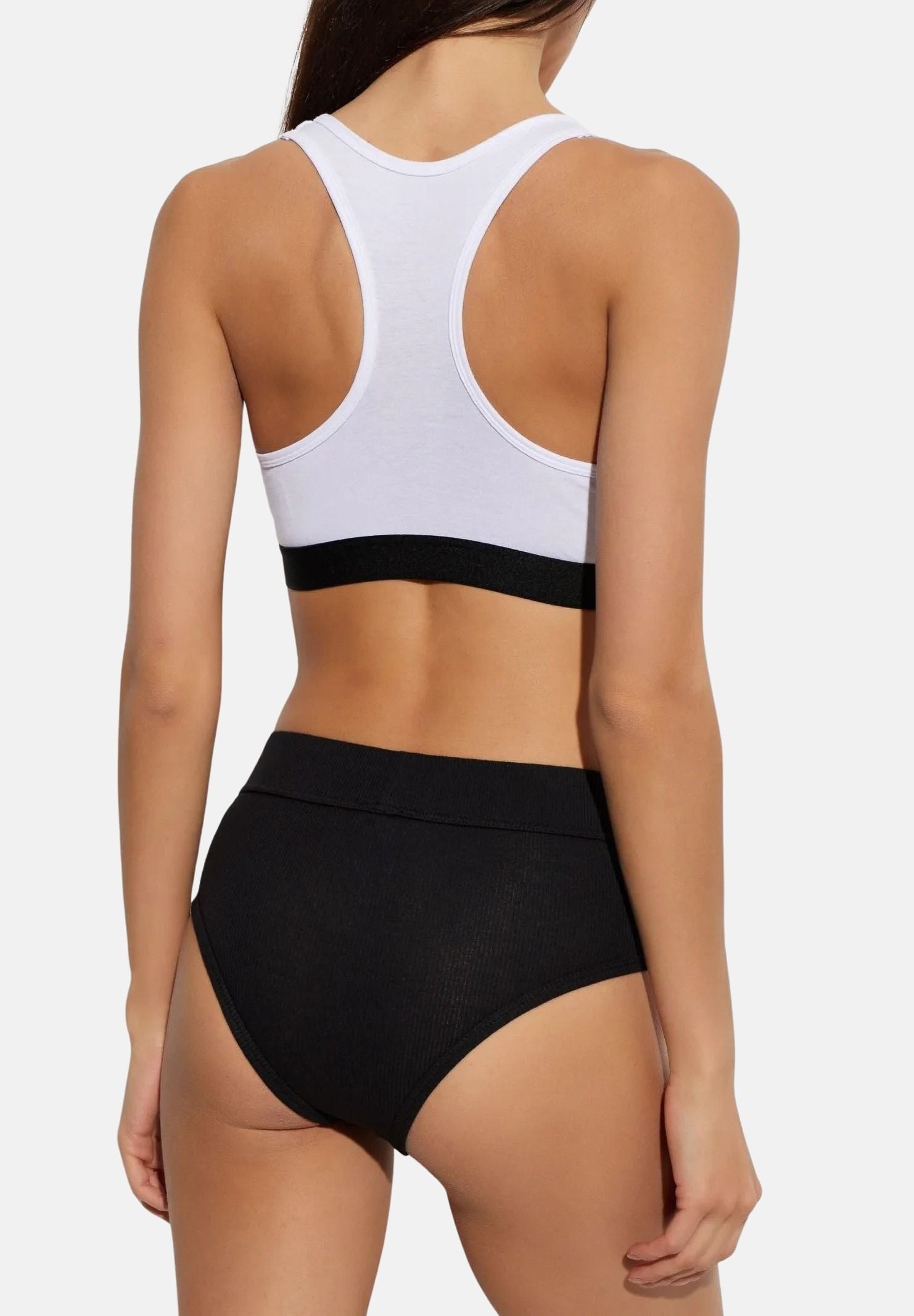 PALM ANGELS Bralette TRACK TOP, bianco, da donna con design tinta unita e fascia elastica logata.<BR/> PLA1UWTP04SI WH PALM ANGELS