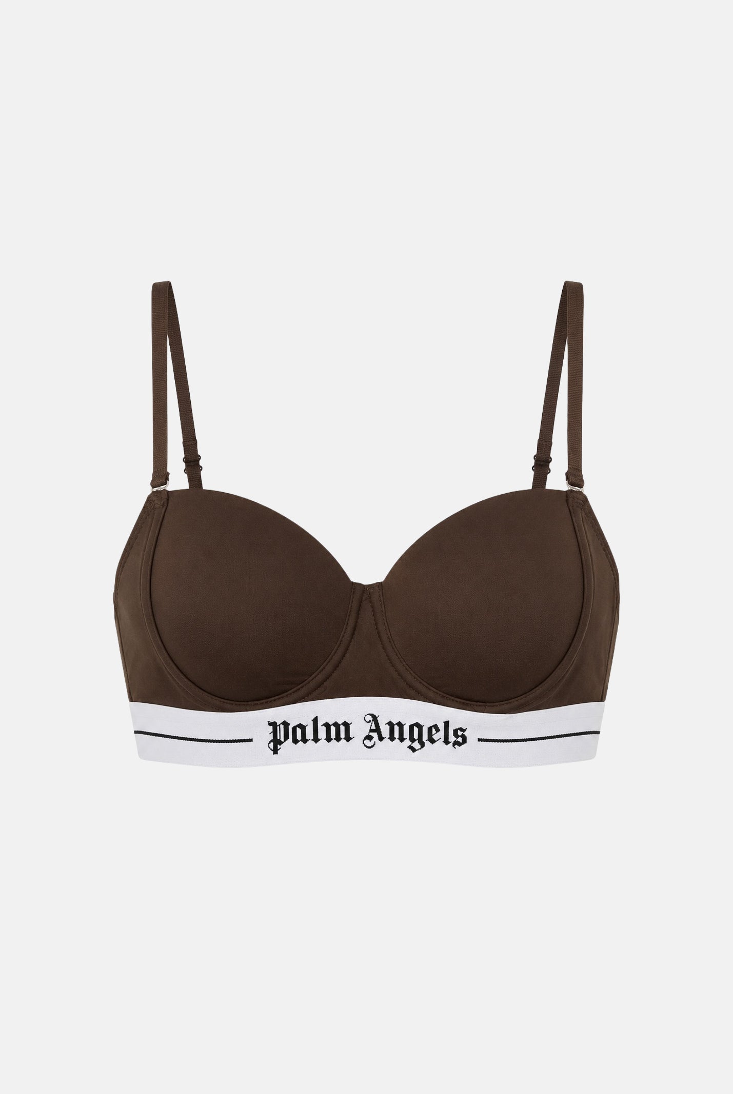 PALM ANGELS Reggiseno choccolate marrone da donna con fascia logo a contrasto <BR/>. PLA1UWTP05SI CH PALM ANGELS