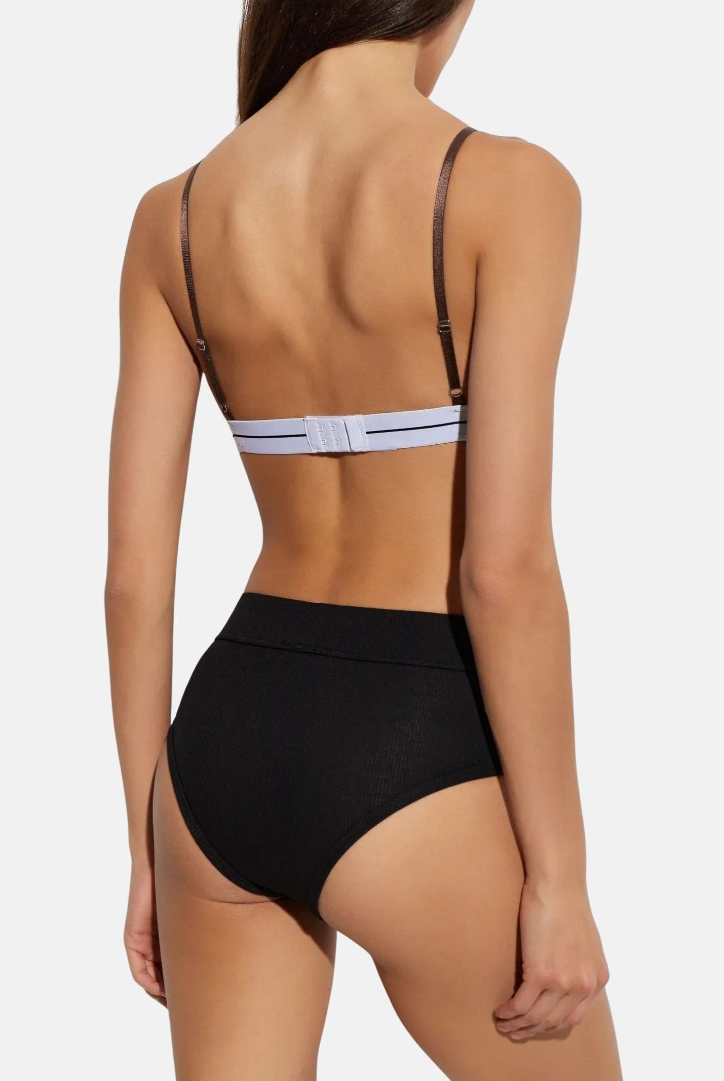 PALM ANGELS Bralette choccolate-marrrone da donna con coppe triangolari e fascia elastica logata.<BR/> PLA1UWTP06SI CH PALM ANGELS