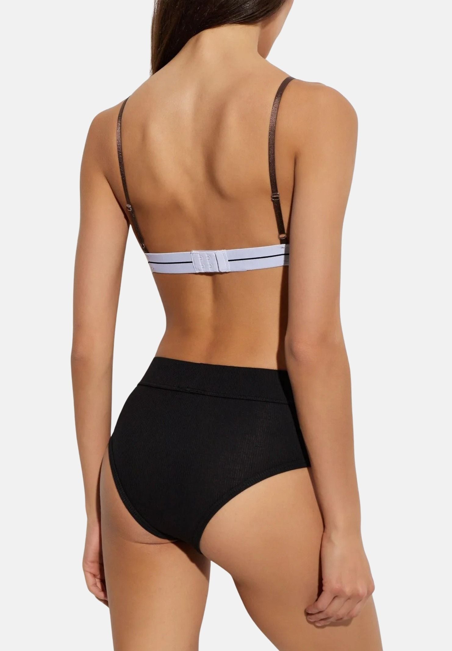 PALM ANGELS Bralette choccolate-marrrone da donna con coppe triangolari e fascia elastica logata.<BR/> PLA1UWTP06SI CH PALM ANGELS