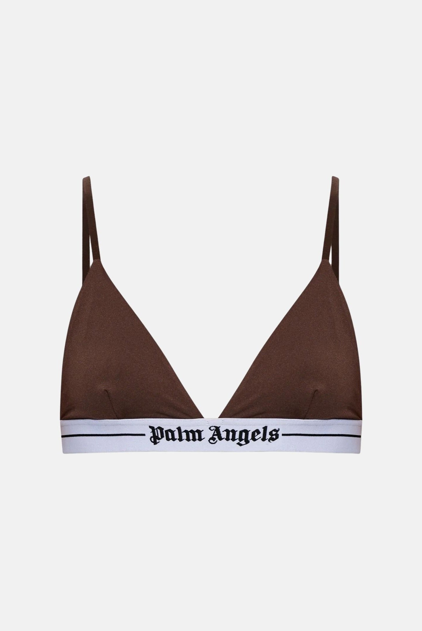 PALM ANGELS Bralette choccolate-marrrone da donna con coppe triangolari e fascia elastica logata.<BR/> PLA1UWTP06SI CH PALM ANGELS