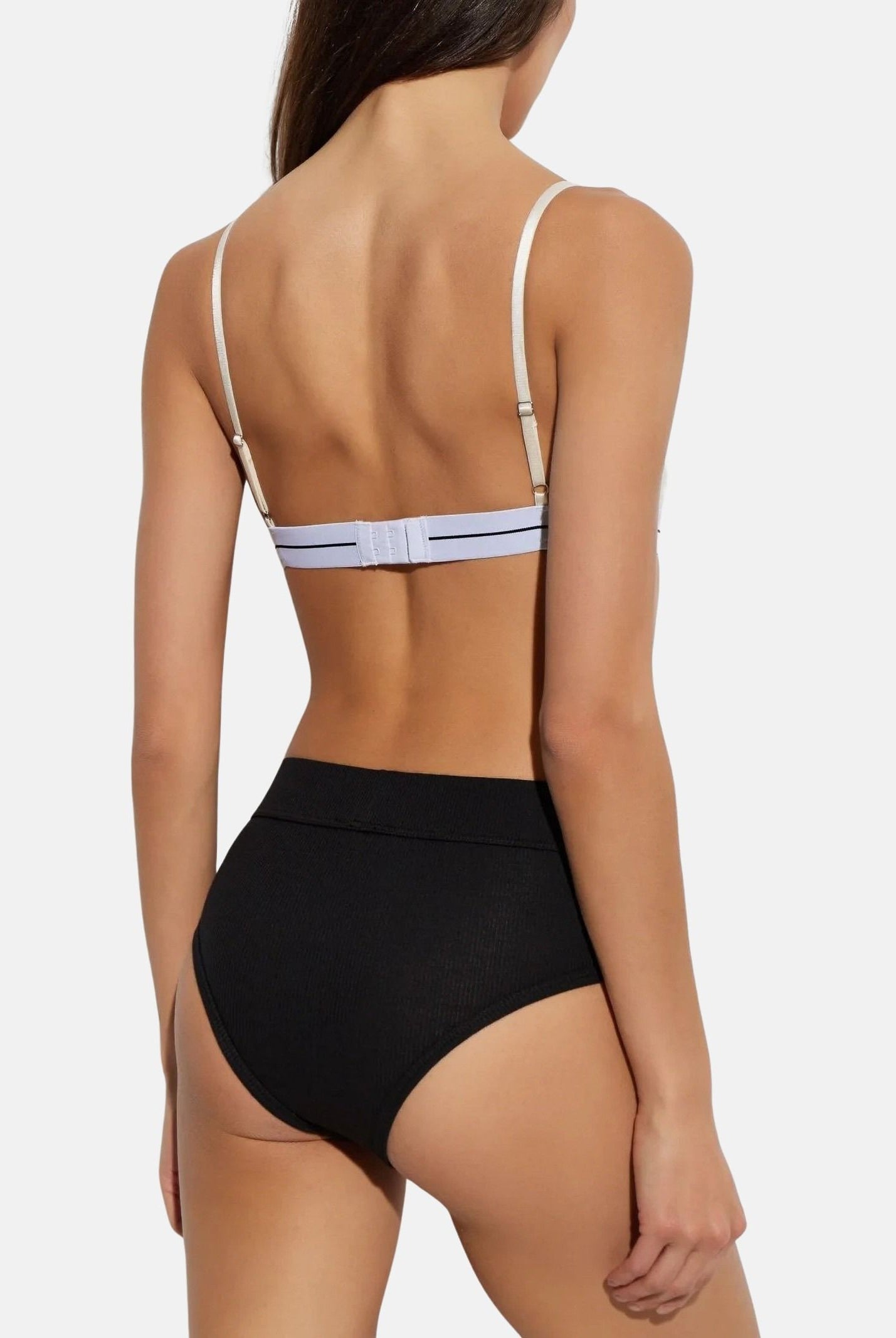 PALM ANGELS Bralette ivory-bianco da donna con coppe triangolari e fascia elastica logata.<BR/> PLA1UWTP06SI IV PALM ANGELS