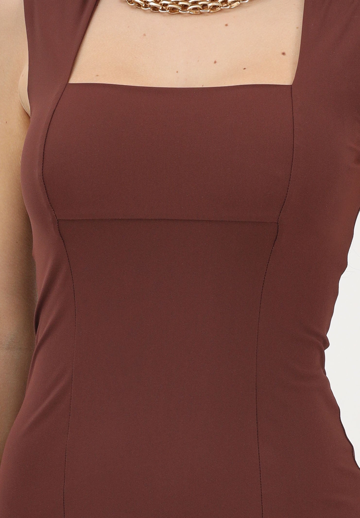 PATRIZIA PEPE Abito midi marrone da donna 2A3010JZ26 B887 PATRIZIA PEPE