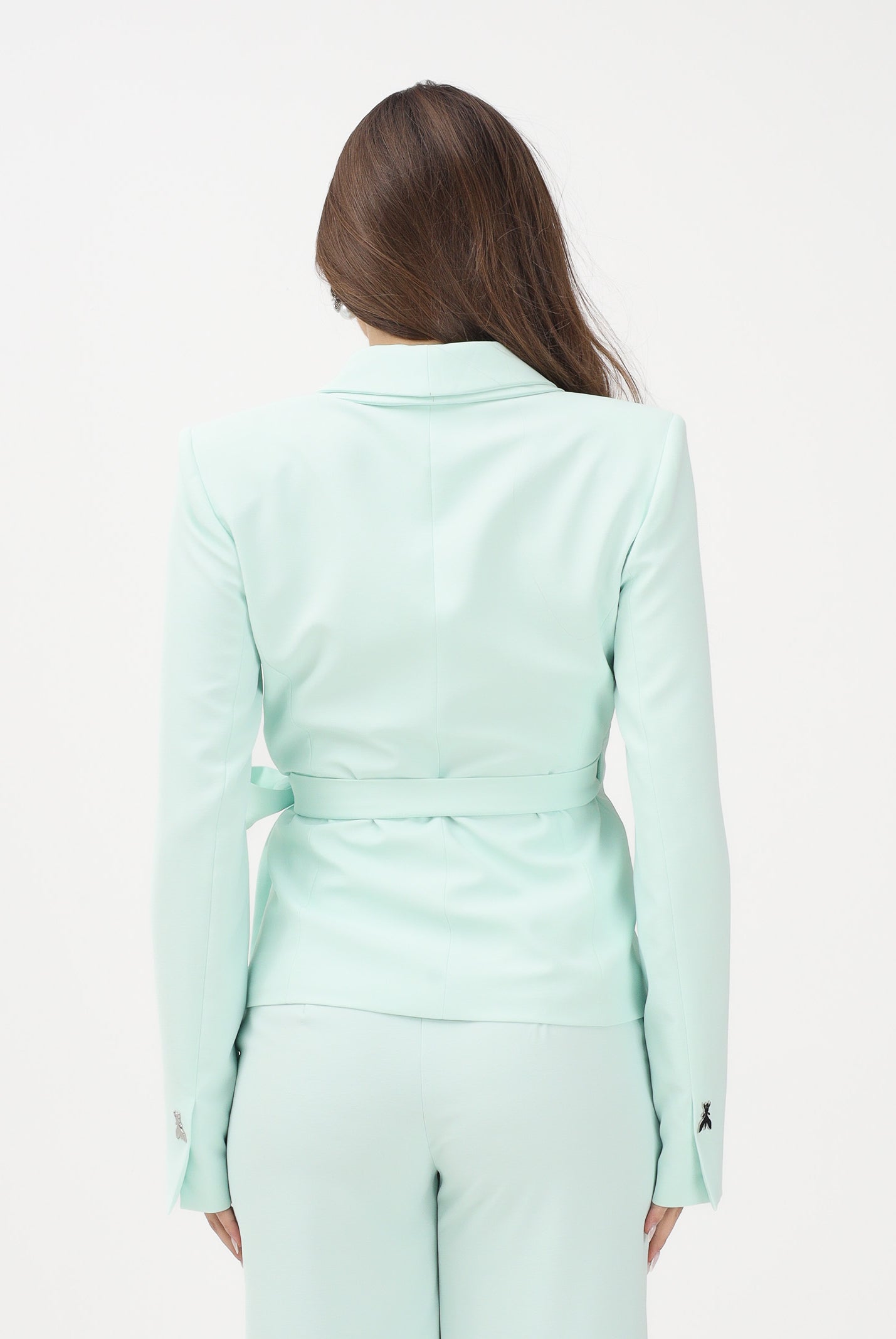 PATRIZIA PEPE Giacca verde menta da donna con chiusura wrap e cintura 2S1563A411 G632 PATRIZIA PEPE