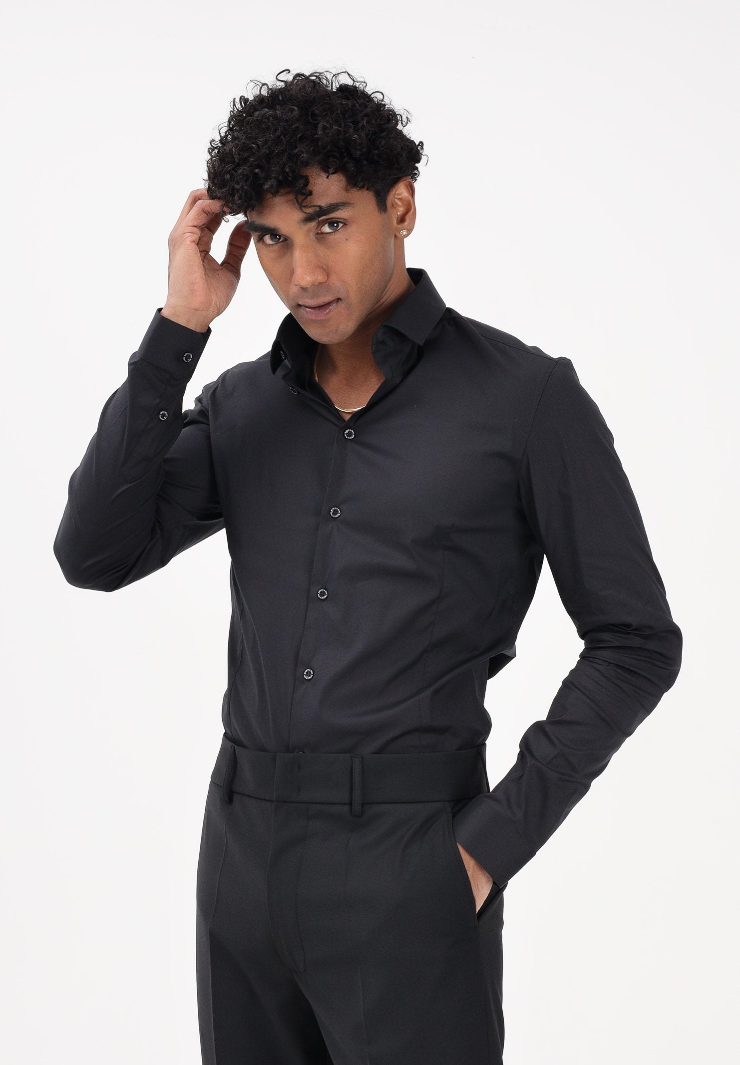 PATRIZIA PEPE Camicia a manica lunga nera da uomo 5C0055A01 K102 PATRIZIA PEPE