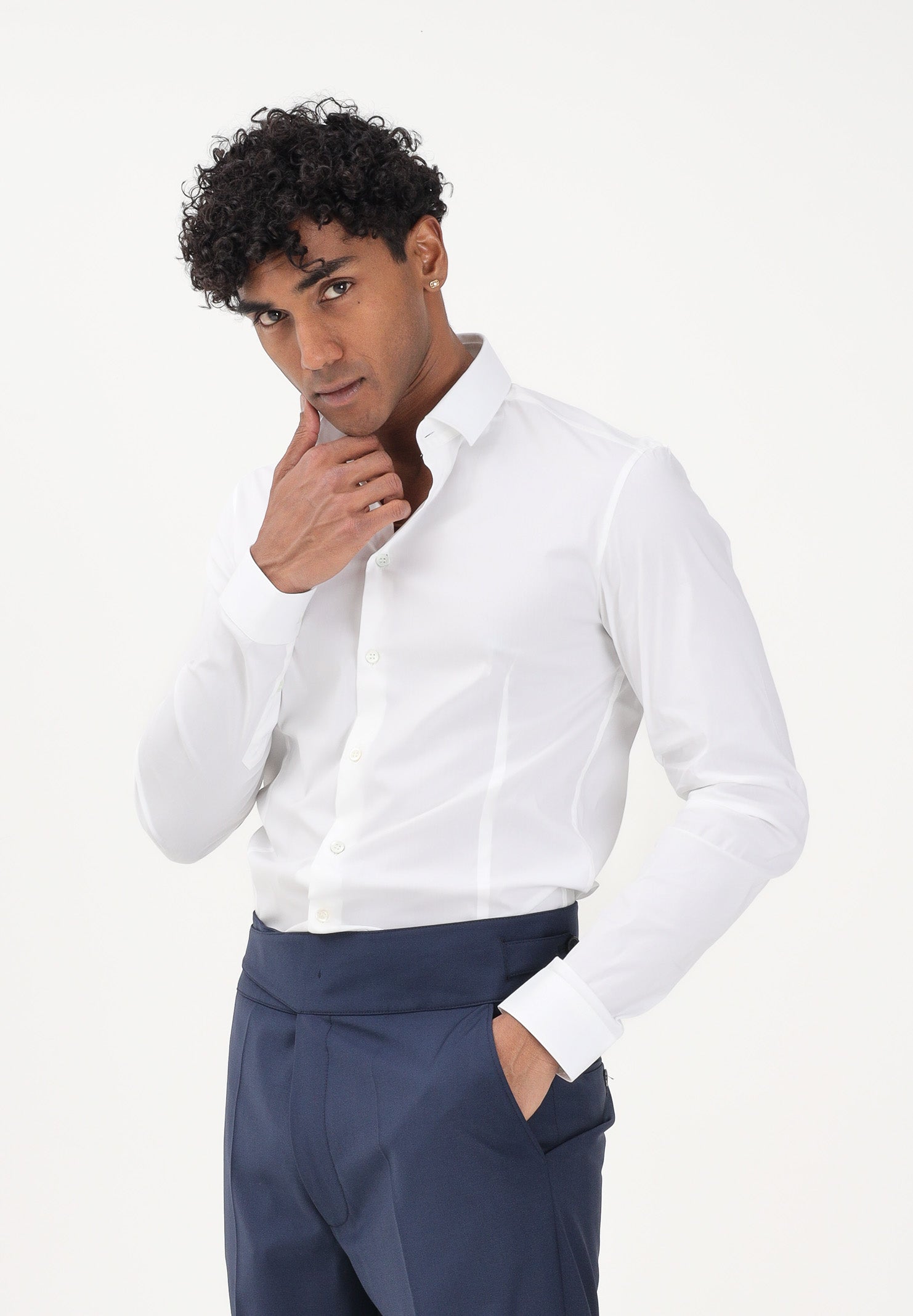 PATRIZIA PEPE Camicia a manica lunga bianca da uomo 5C0055A01 W103 PATRIZIA PEPE