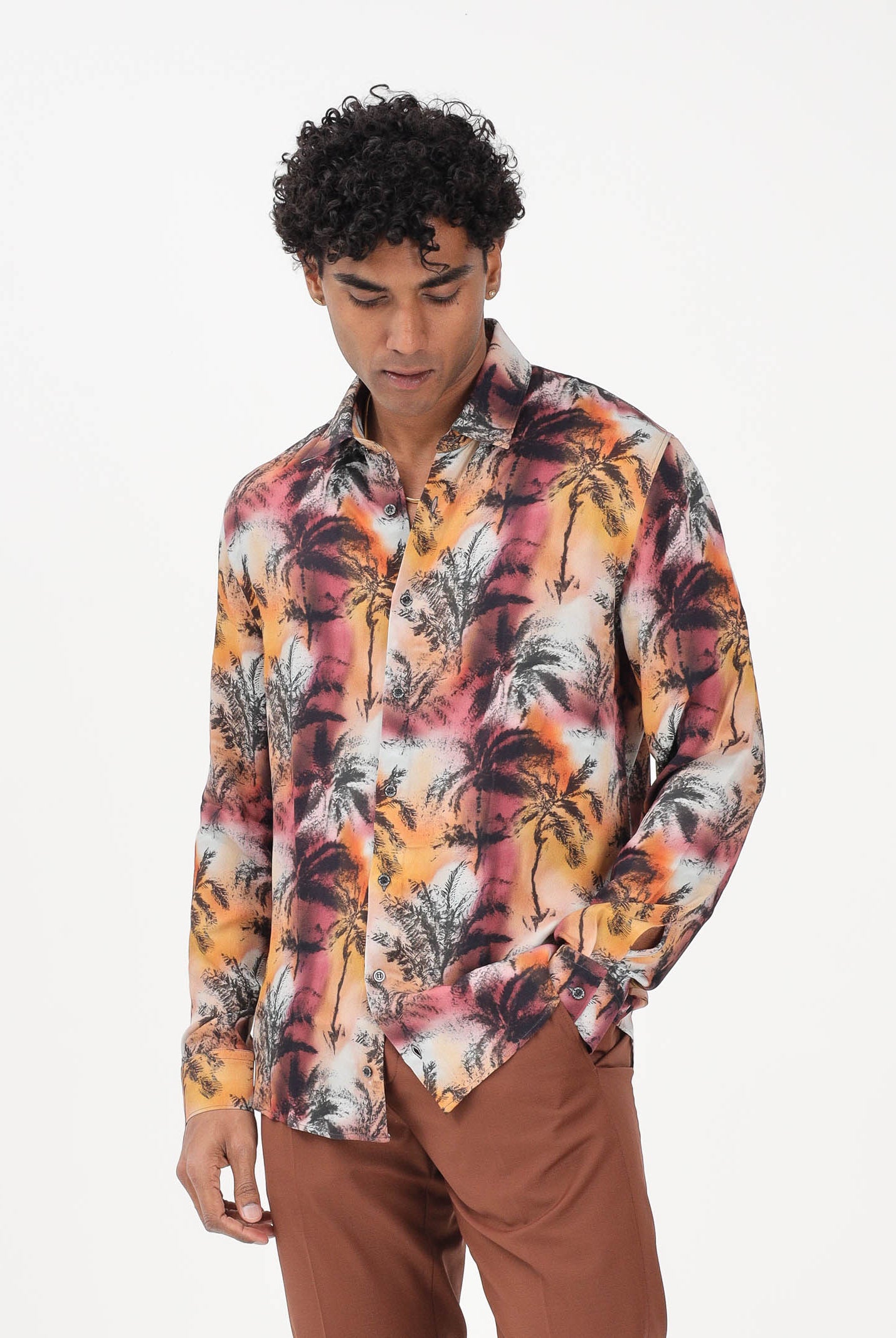 PATRIZIA PEPE Camicia a manica lunga multicolore da uomo con stampa tropicale 5C0310A093 FG80 PATRIZIA PEPE