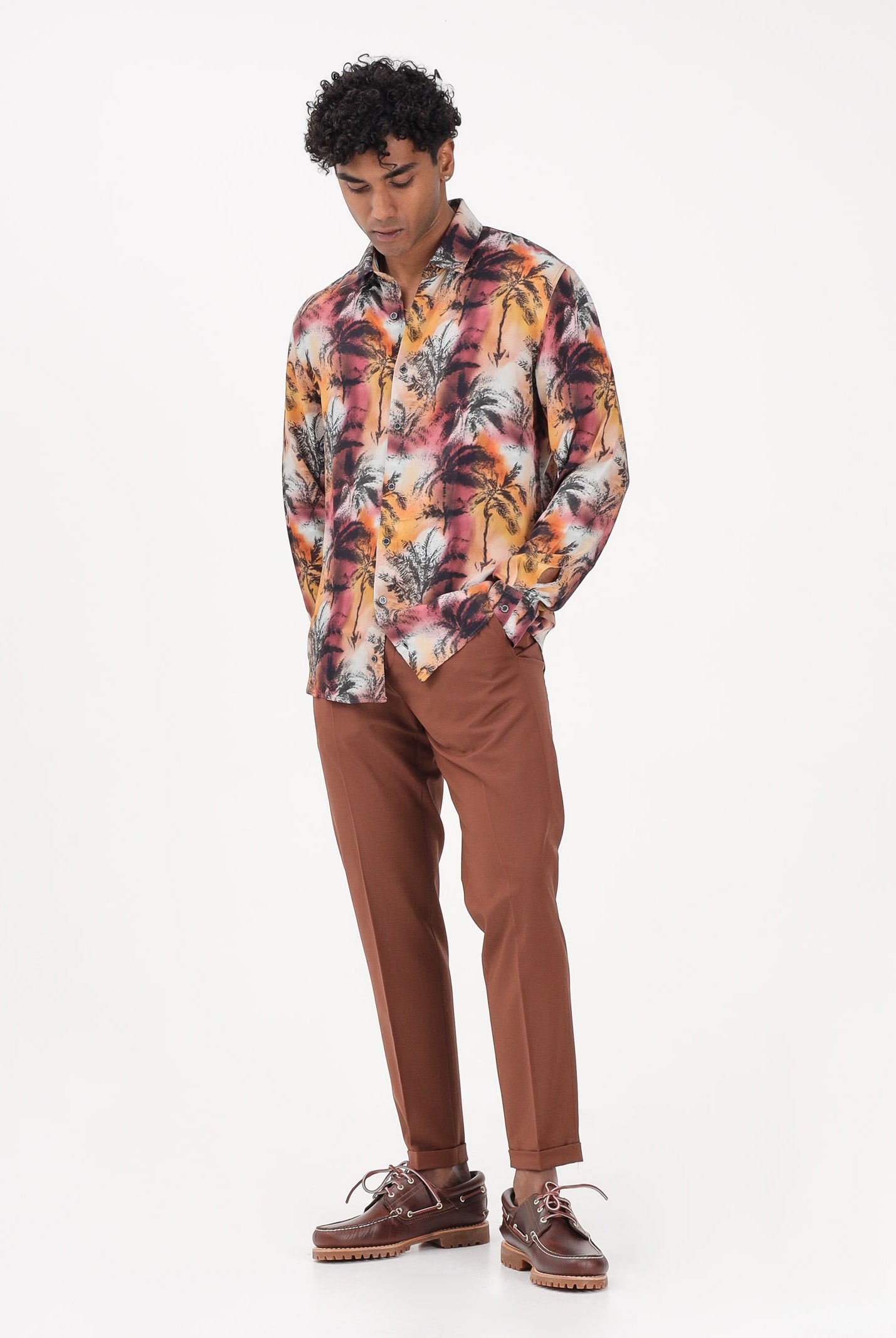 PATRIZIA PEPE Camicia a manica lunga multicolore da uomo con stampa tropicale 5C0310A093 FG80 PATRIZIA PEPE
