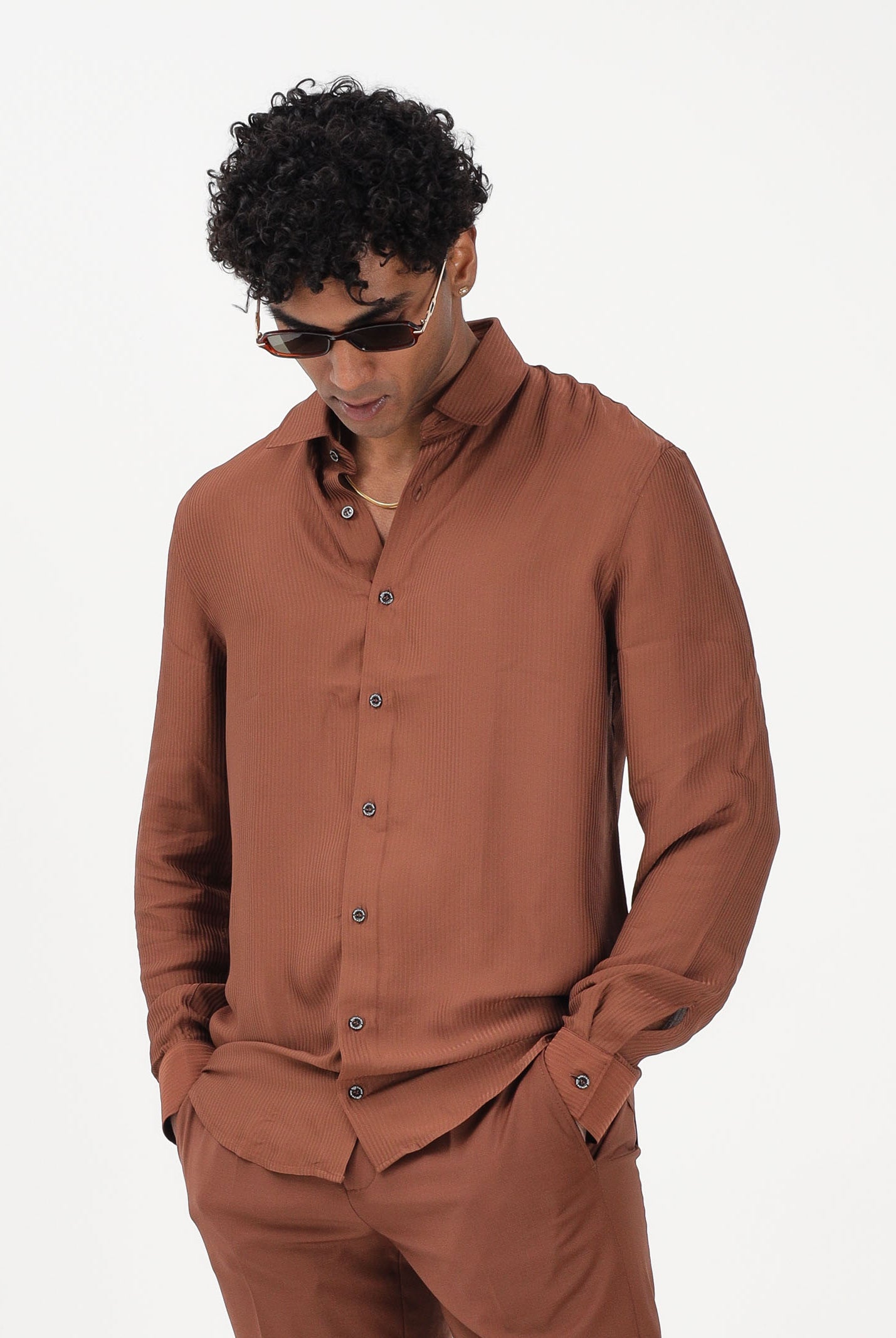 PATRIZIA PEPE Camicia a manica lunga cuoio da uomo 5C0310A093J B217 PATRIZIA PEPE
