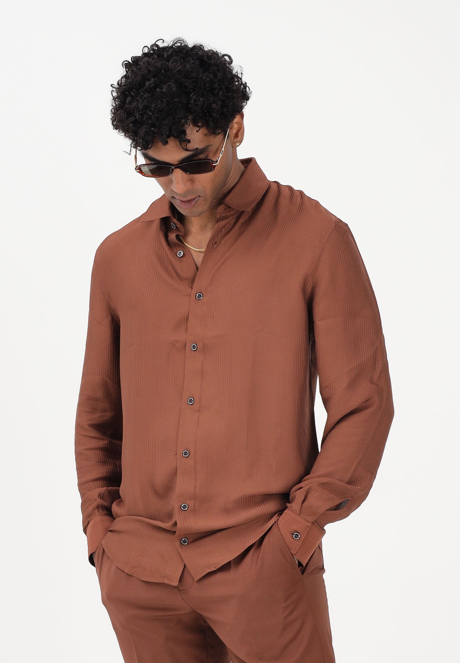 PATRIZIA PEPE Camicia a manica lunga cuoio da uomo 5C0310A093J B217 PATRIZIA PEPE