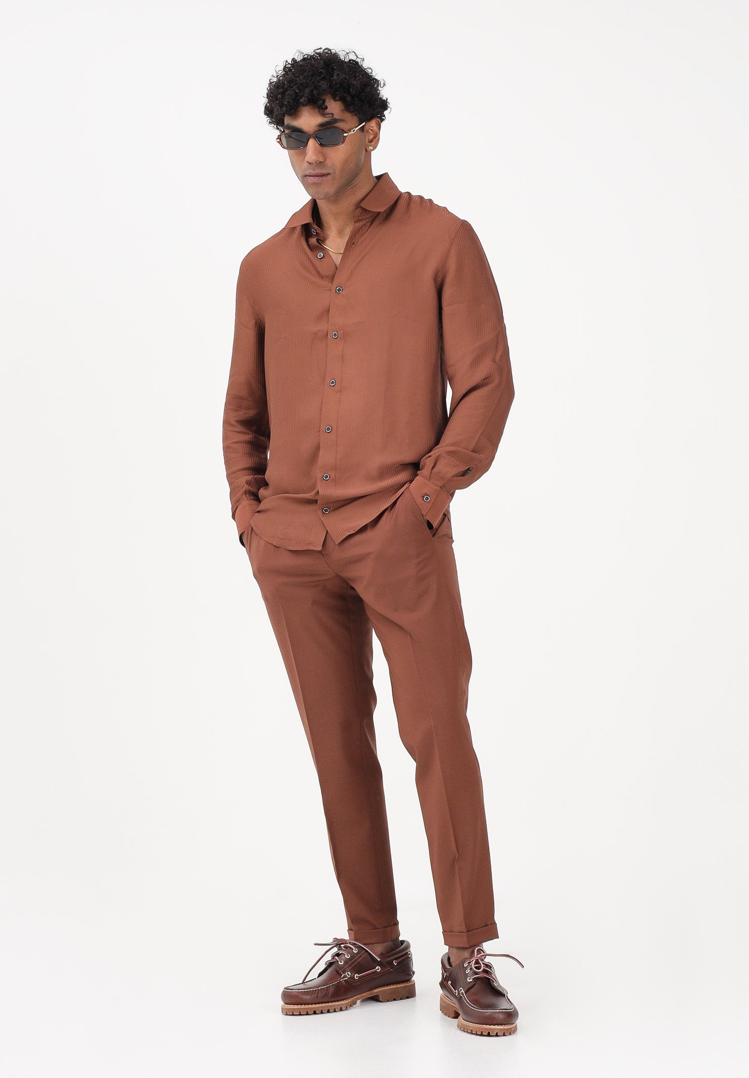 PATRIZIA PEPE Camicia a manica lunga cuoio da uomo 5C0310A093J B217 PATRIZIA PEPE