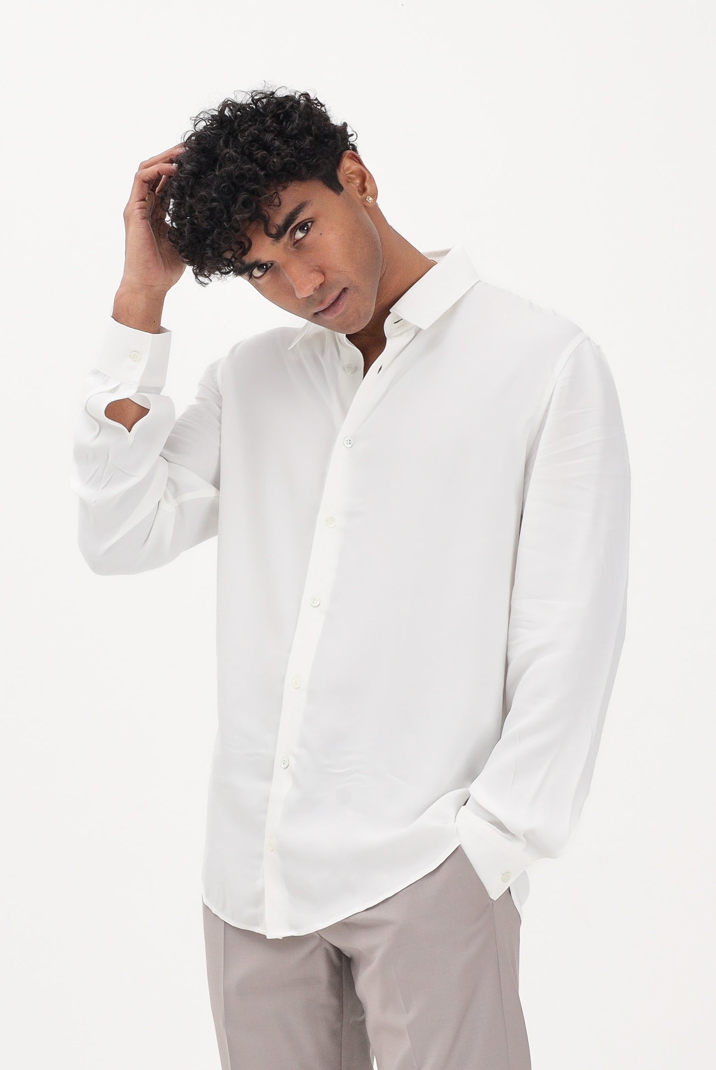 PATRIZIA PEPE Camicia a manica lunga bianca da uomo 5C0310A093U W103 PATRIZIA PEPE
