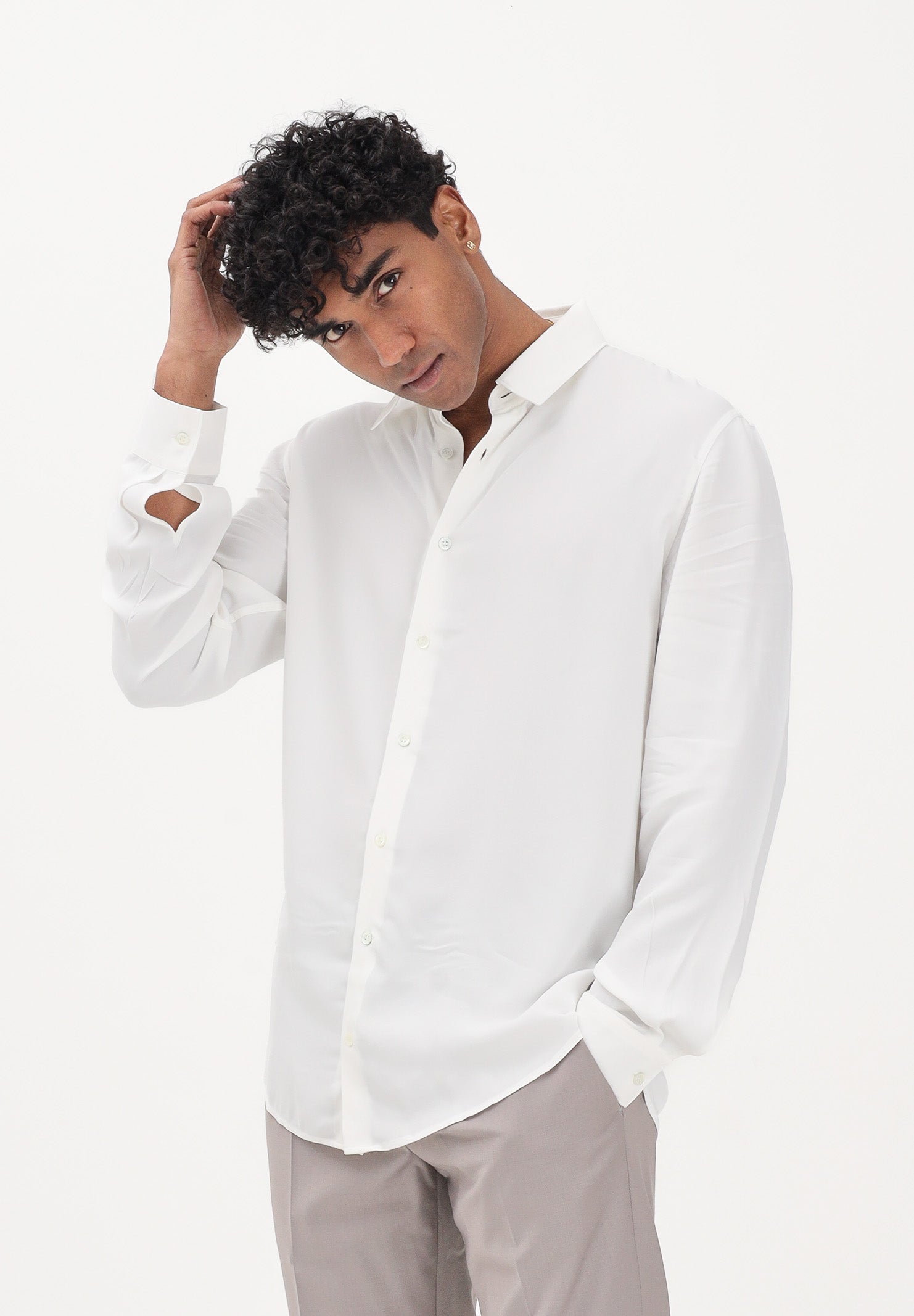 PATRIZIA PEPE Camicia a manica lunga bianca da uomo 5C0310A093U W103 PATRIZIA PEPE