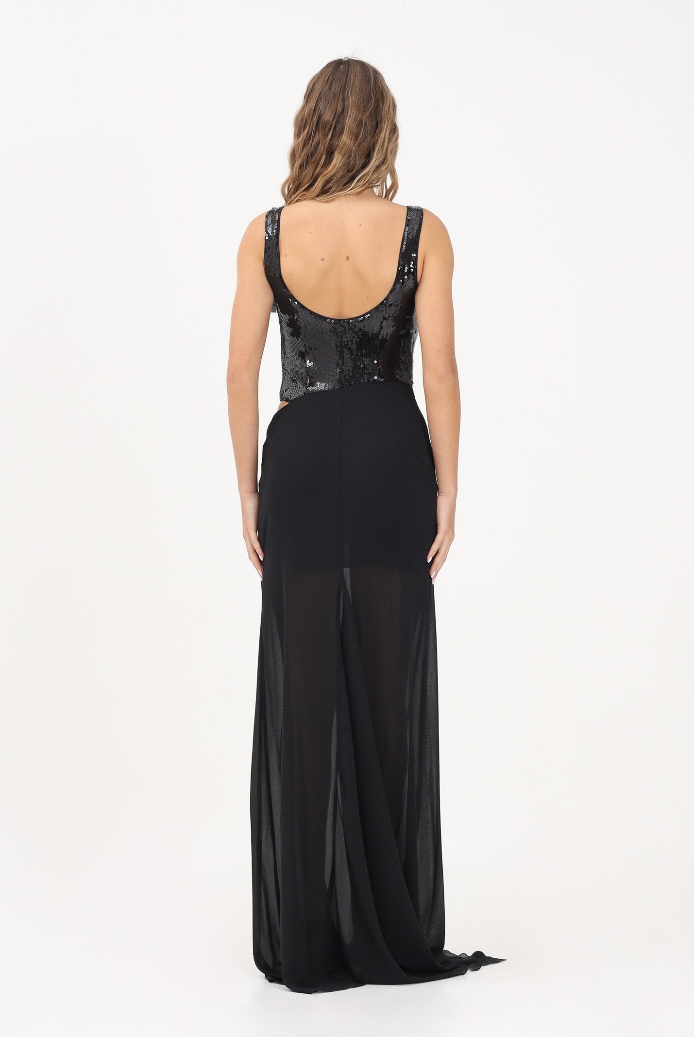 PATRIZIA PEPE Abito lungo nero da donna con bustier in paillettes 8A1629J401 K103 PATRIZIA PEPE