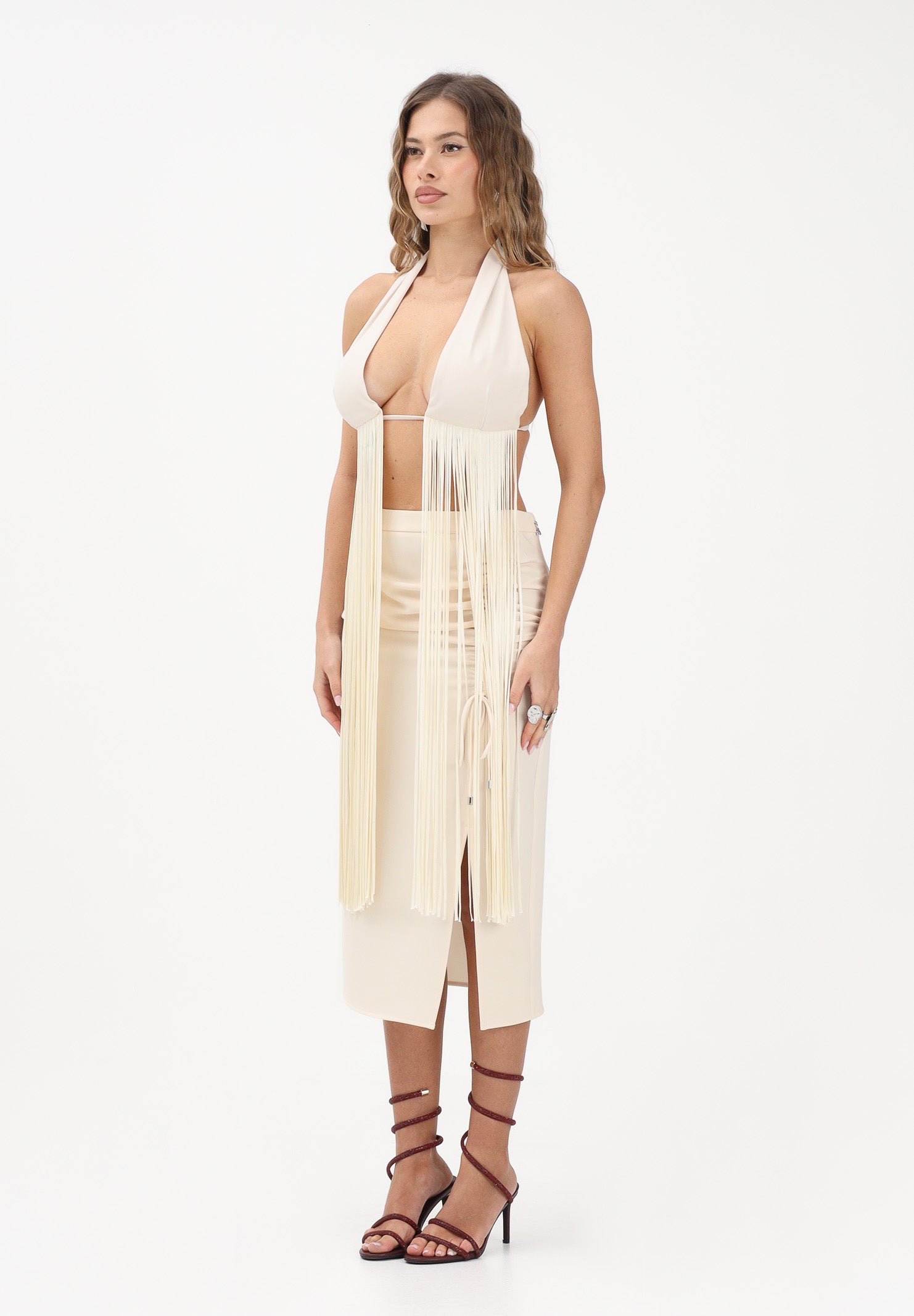 PATRIZIA PEPE Top panna da donna con frange lunghe 8F0125A6F5 W409 PATRIZIA PEPE
