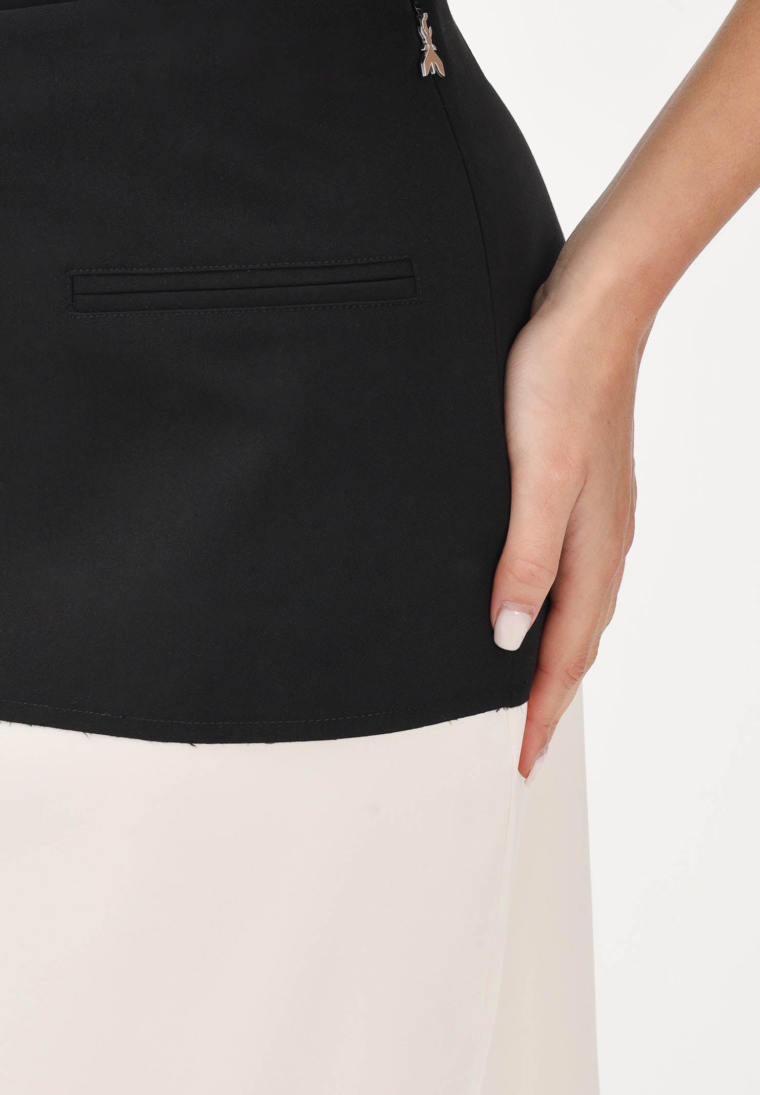 PATRIZIA PEPE Gonna midi nera e panna da donna in misto viscosa 8G0514A498 FG53 PATRIZIA PEPE