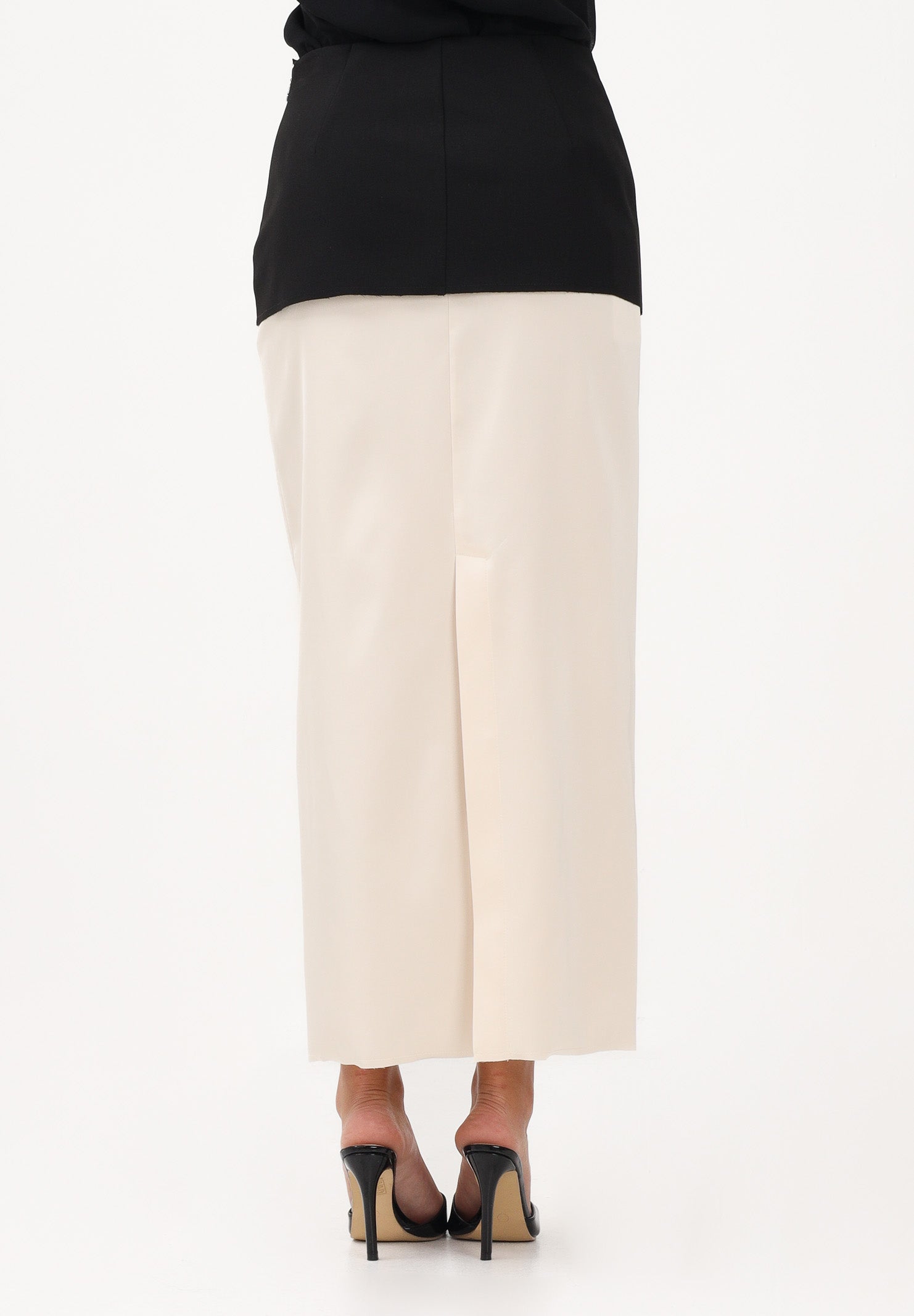 PATRIZIA PEPE Gonna midi nera e panna da donna in misto viscosa 8G0514A498 FG53 PATRIZIA PEPE