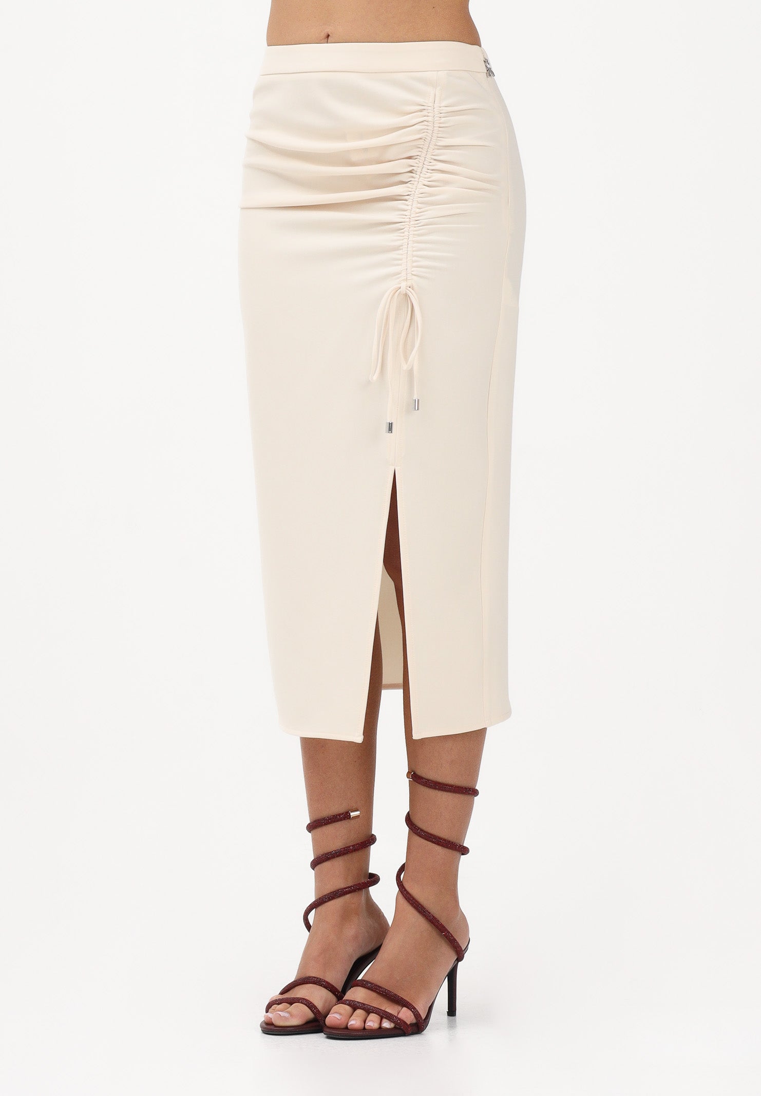 PATRIZIA PEPE Gonna midi panna da donna con arriccio 8G0530A701 W409 PATRIZIA PEPE