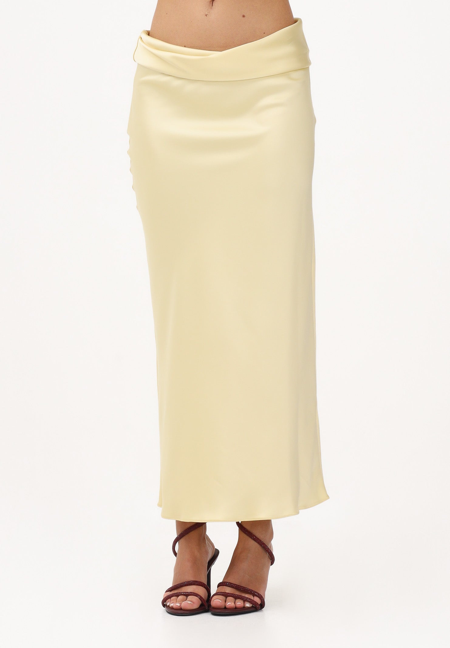 PATRIZIA PEPE Gonna midi gialla da donna con drappeggio 8G0532A269 Y478 PATRIZIA PEPE