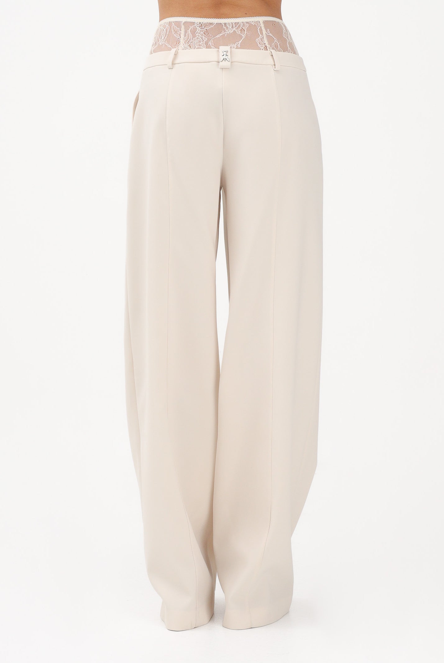 PATRIZIA PEPE Pantalone elegante panna da donna con vita in pizzo 8P0769A6F5 W409 PATRIZIA PEPE