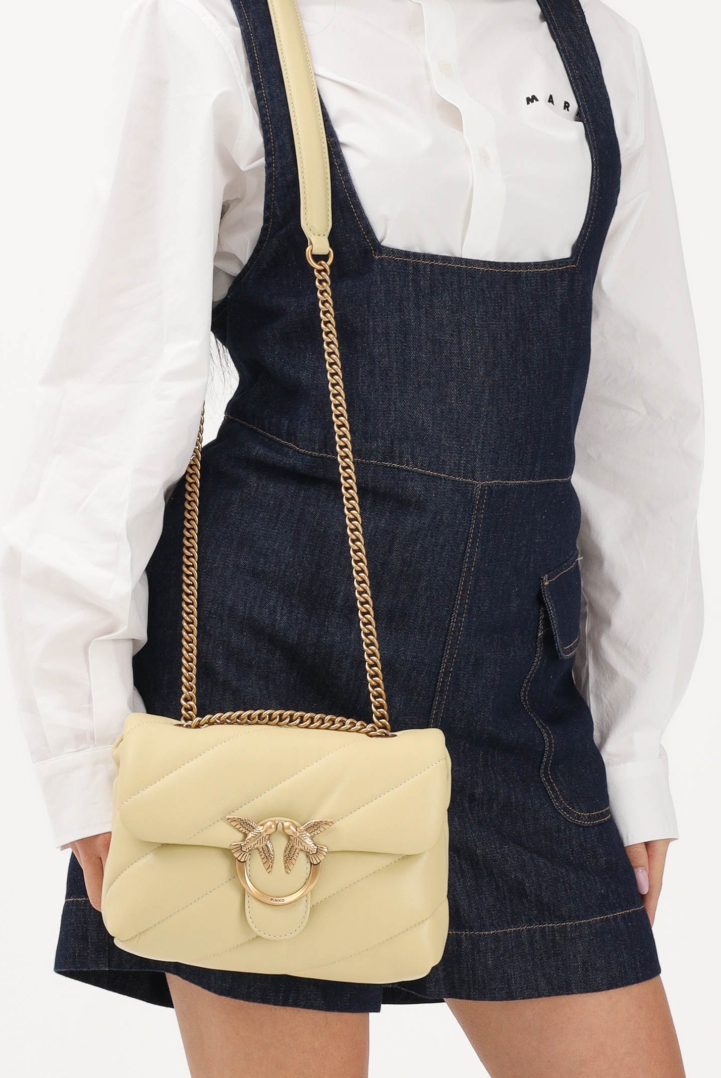 PINKO Borsa a tracolla Mini Love Bag Puff giallo vaniglia da donna 100039A0F2 C39Q PINKO