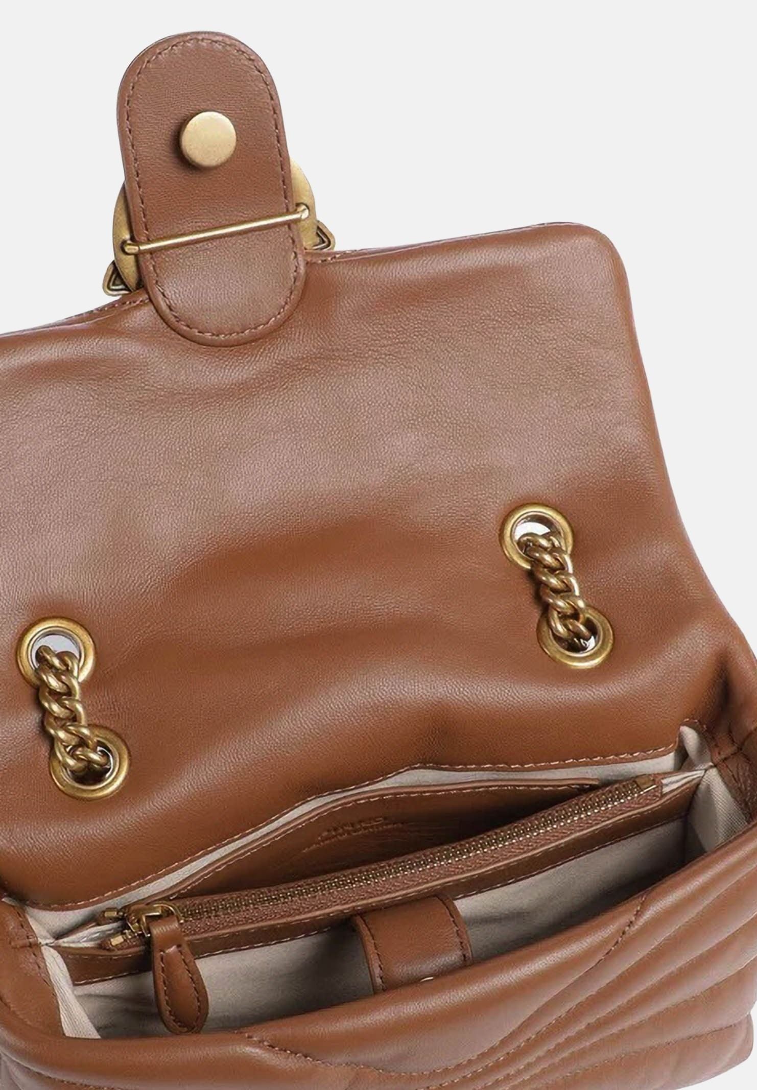 PINKO Borsa a tracolla Mini Love Bag Puff marrone da donna 100039A1EX L17Q PINKO