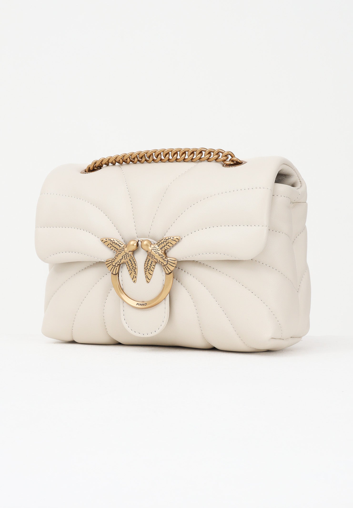 PINKO Borsa a tracolla Mini Love Bag Puff panna da donna in nappa con trapuntatura Butterfly 100039A1EX Z14Q PINKO