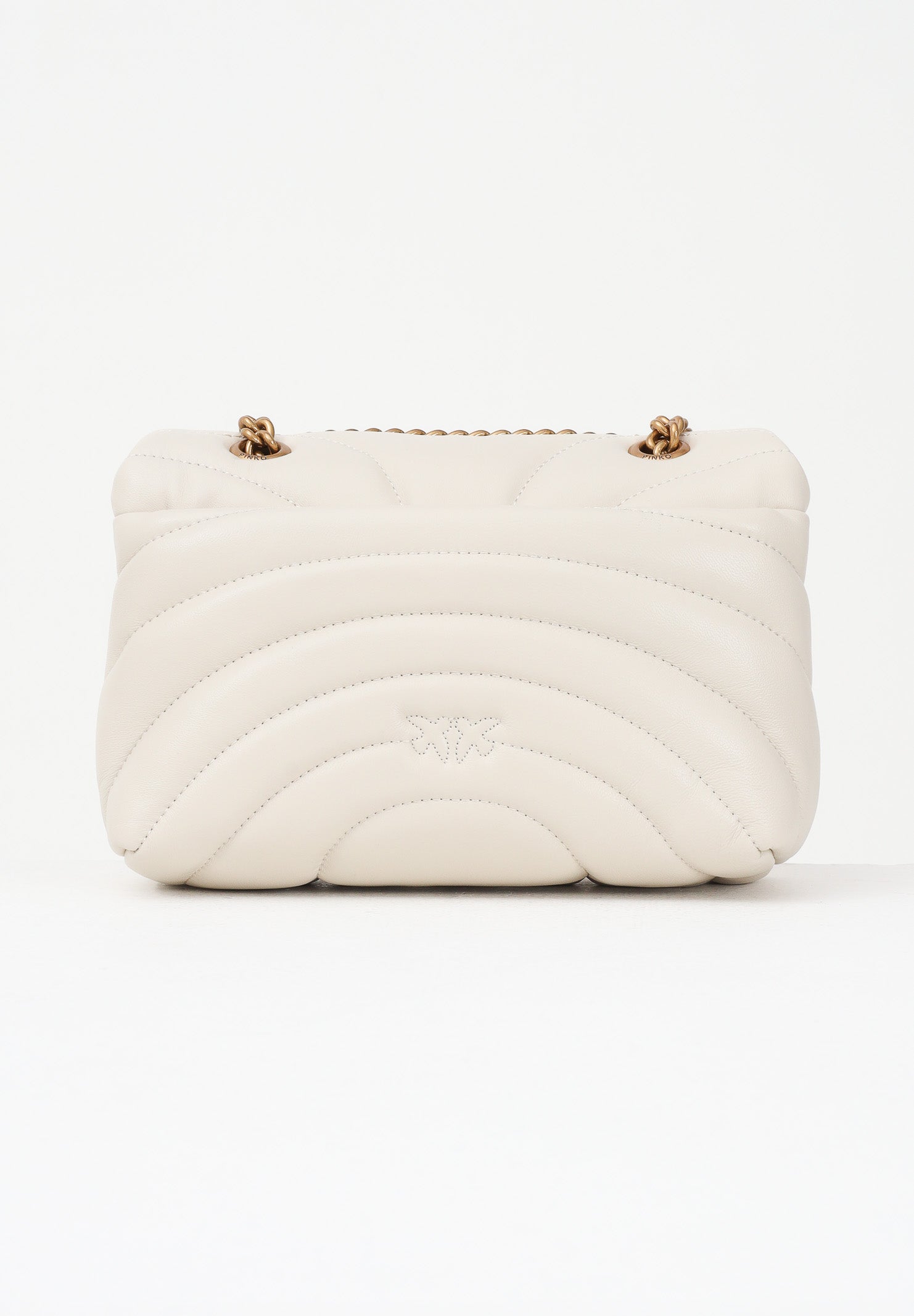 PINKO Borsa a tracolla Mini Love Bag Puff panna da donna in nappa con trapuntatura Butterfly 100039A1EX Z14Q PINKO
