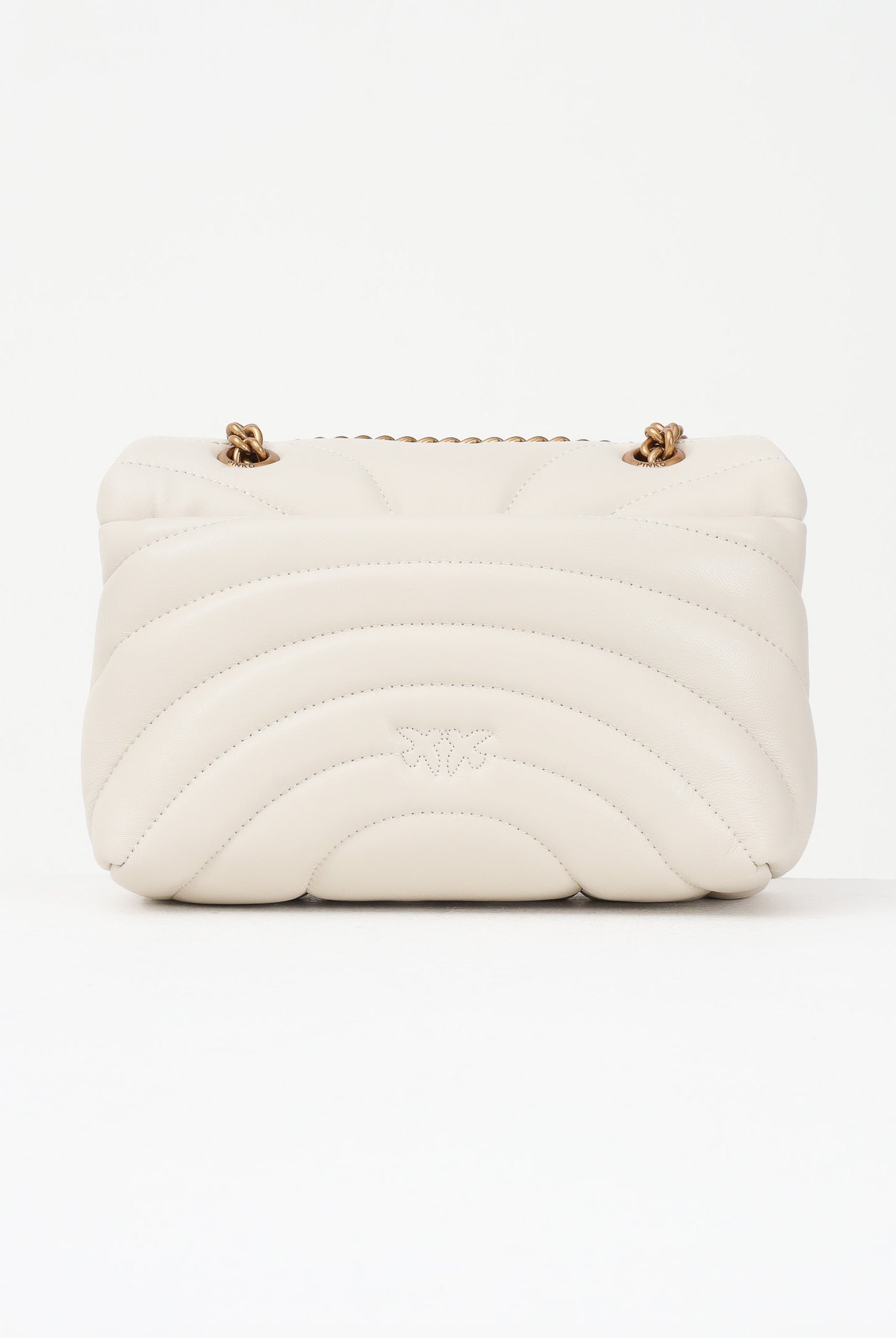 PINKO Borsa a tracolla Mini Love Bag Puff panna da donna in nappa con trapuntatura Butterfly 100039A1EX Z14Q PINKO