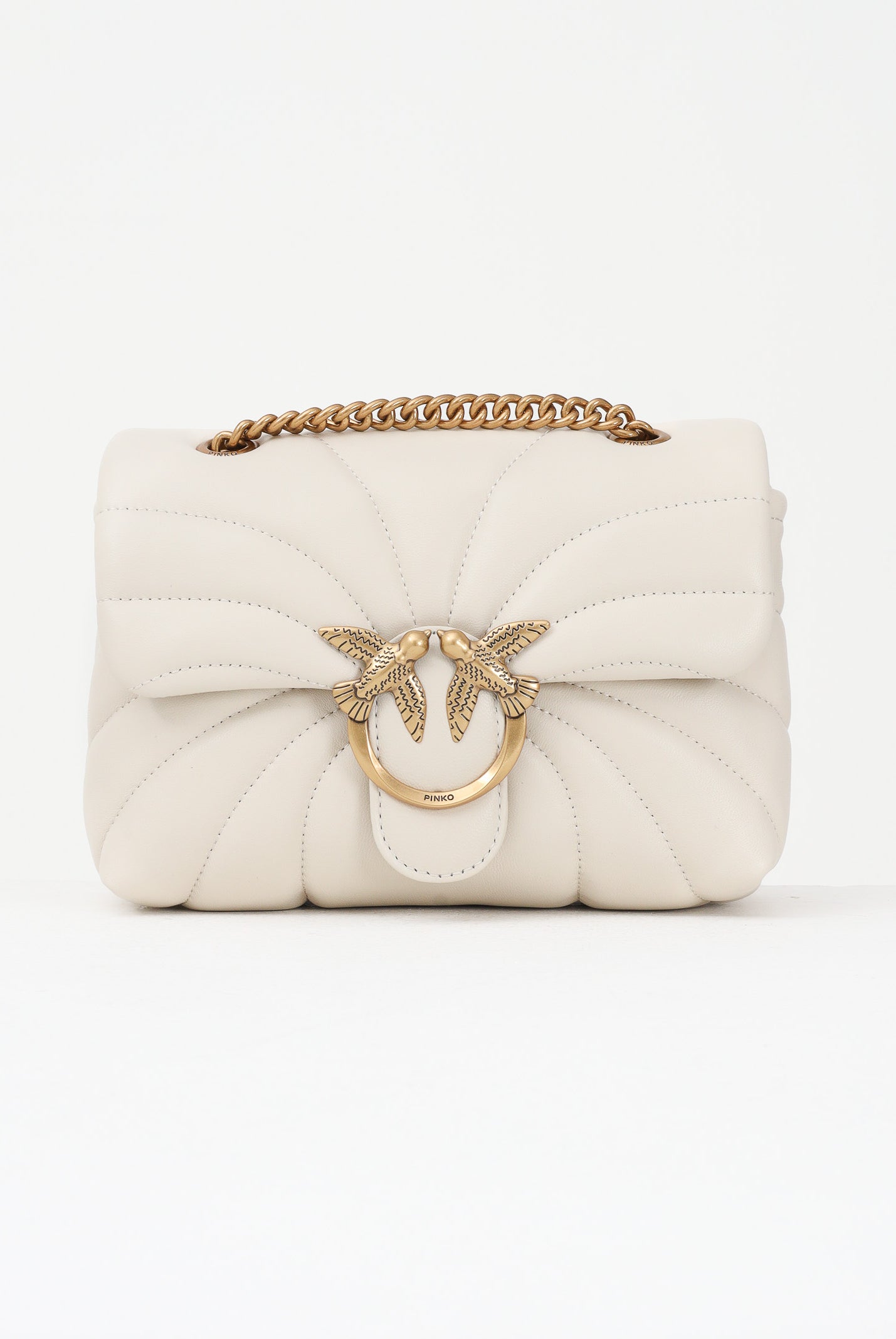 PINKO Borsa a tracolla Mini Love Bag Puff panna da donna in nappa con trapuntatura Butterfly 100039A1EX Z14Q PINKO