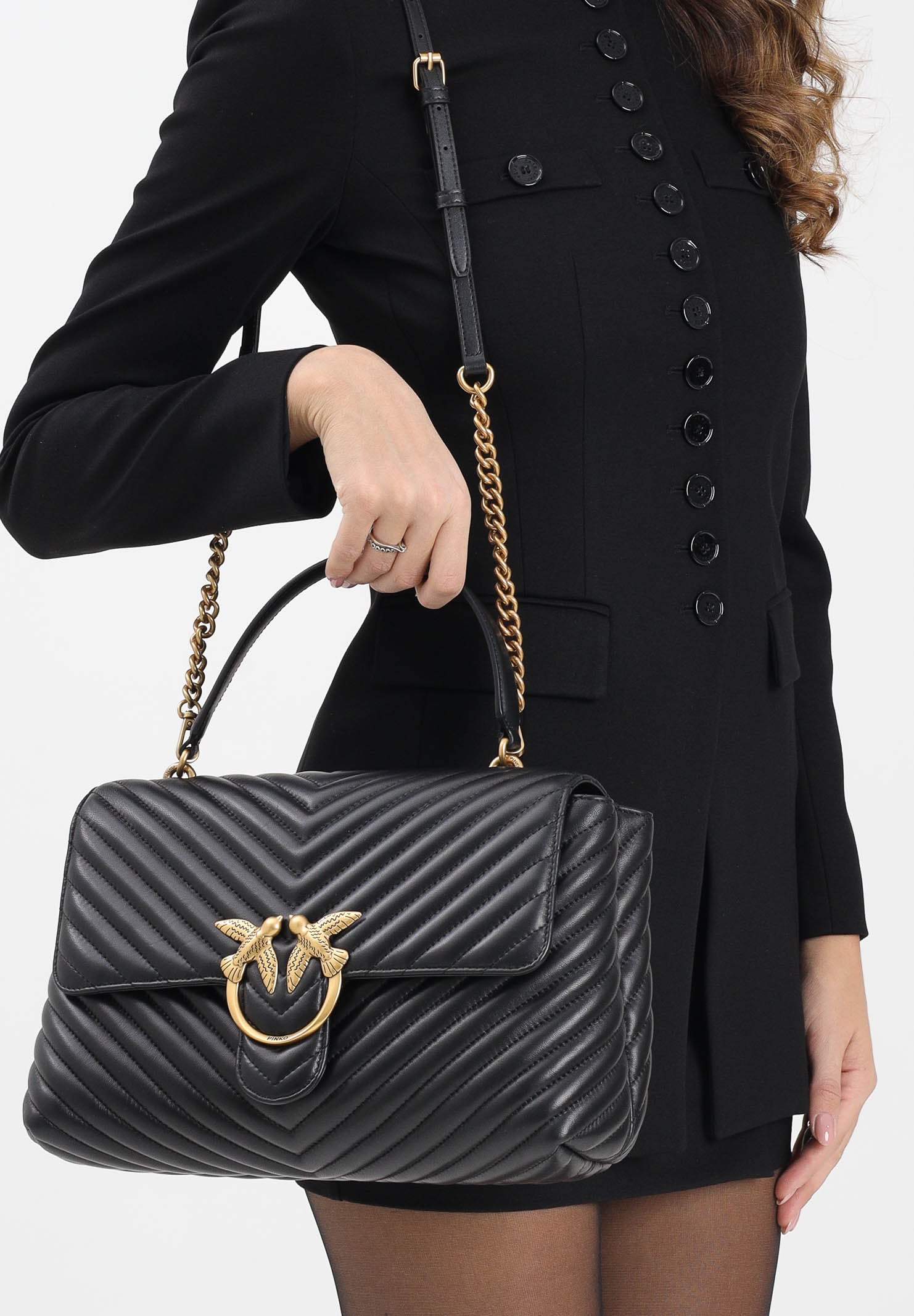 PINKO Shopper Big Love Bag Puff nera da donna 100042A0GK Z99Q PINKO