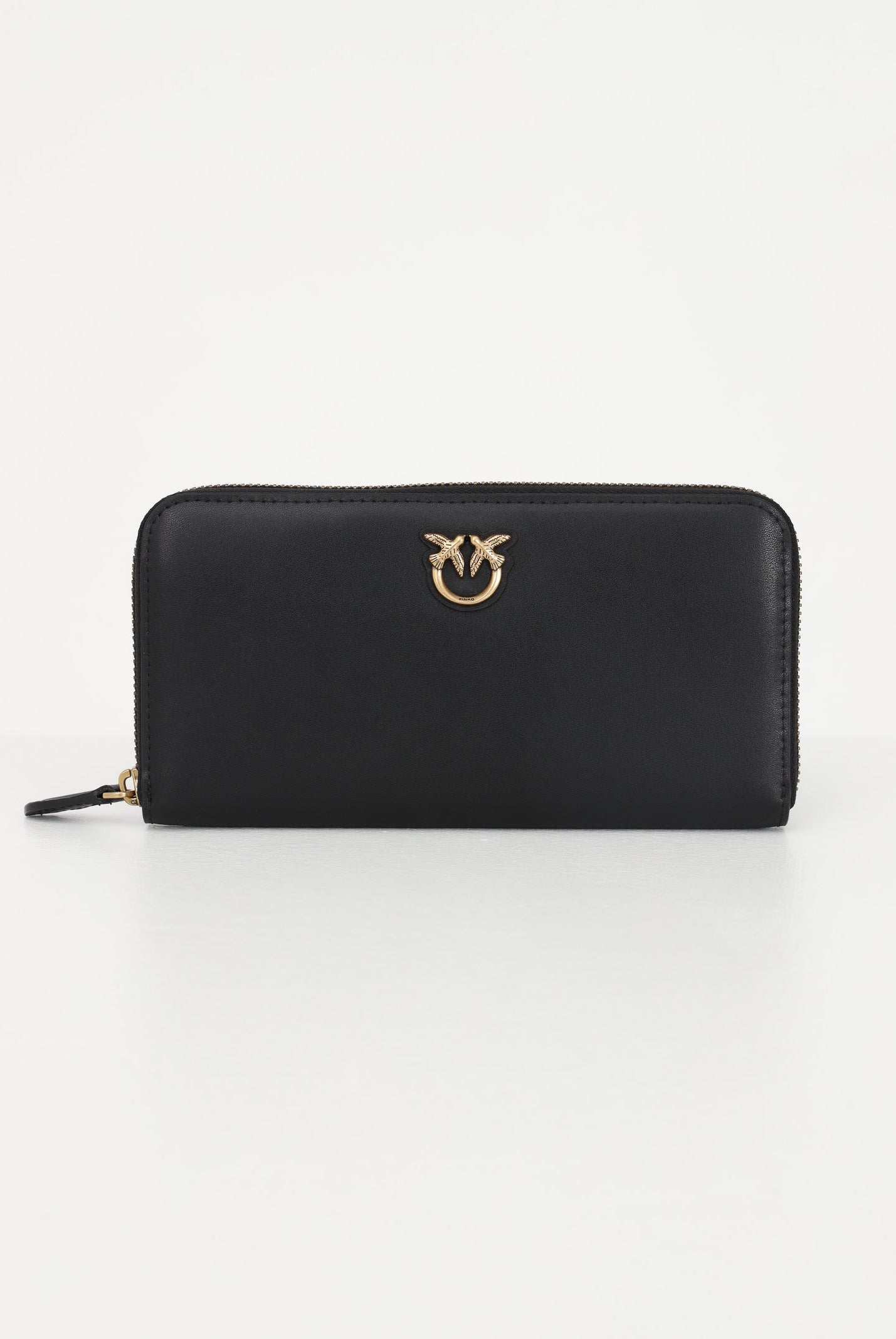 PINKO Portafogli zip-around in morbida pelle mano seta nero da donna 100250A0F1 Z99Q PINKO