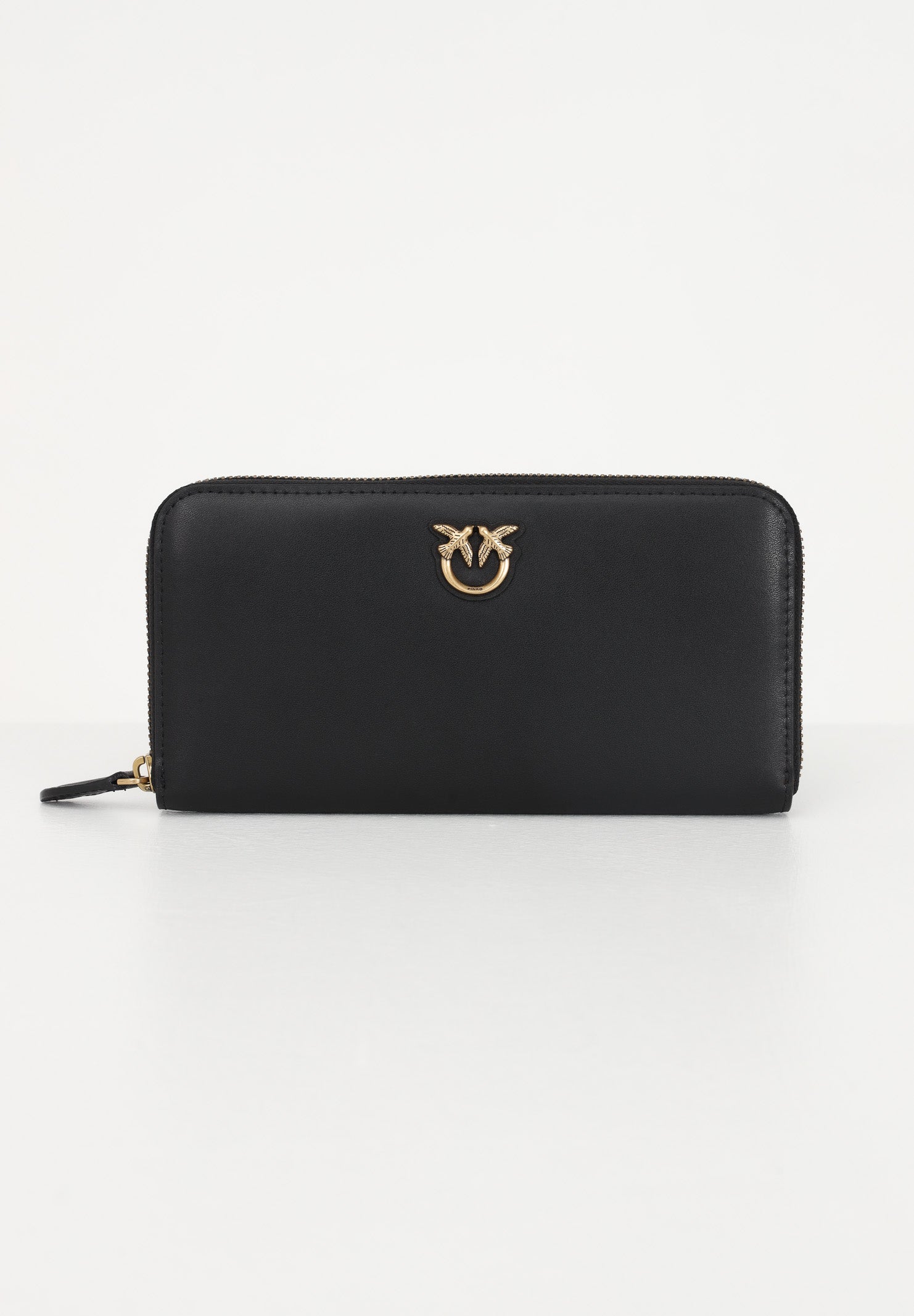 PINKO Portafogli zip-around in morbida pelle mano seta nero da donna 100250A0F1 Z99Q PINKO