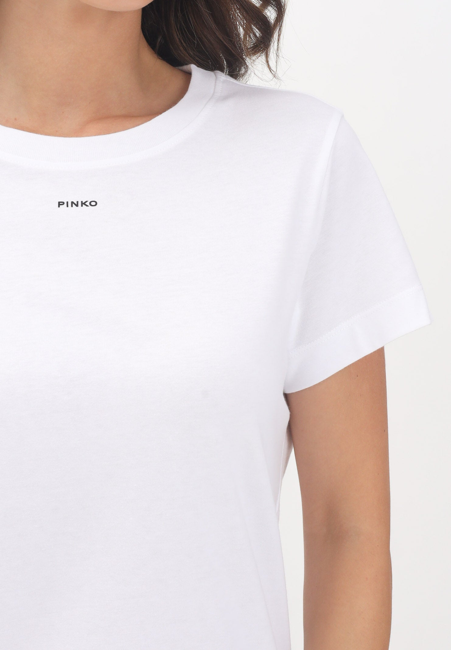 PINKO T-shirt a manica corta bianca da donna con logo 100373A2RE Z04 PINKO