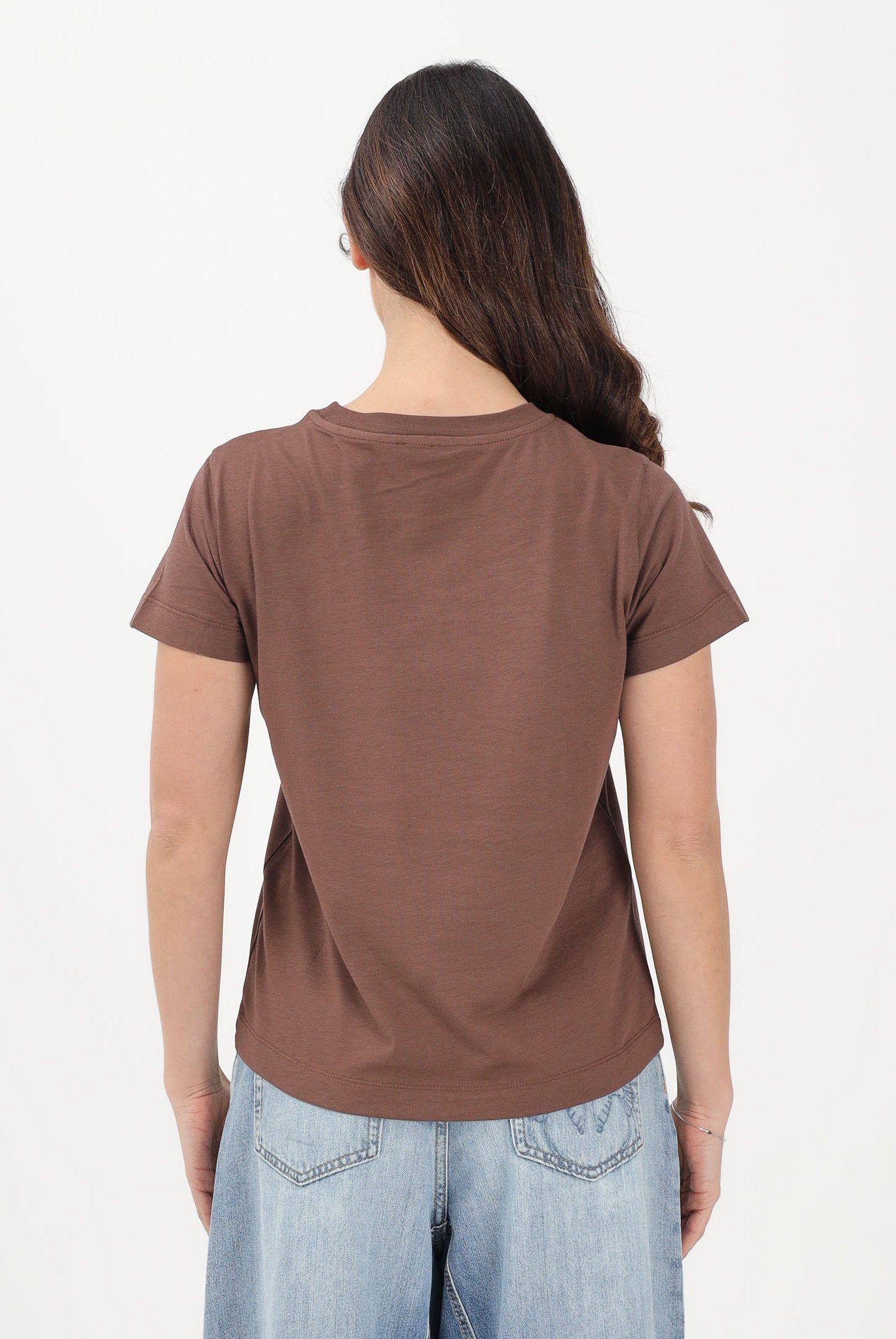 PINKO T-shirt a manica corta marrone da donna con logo 100373A34F L78 PINKO