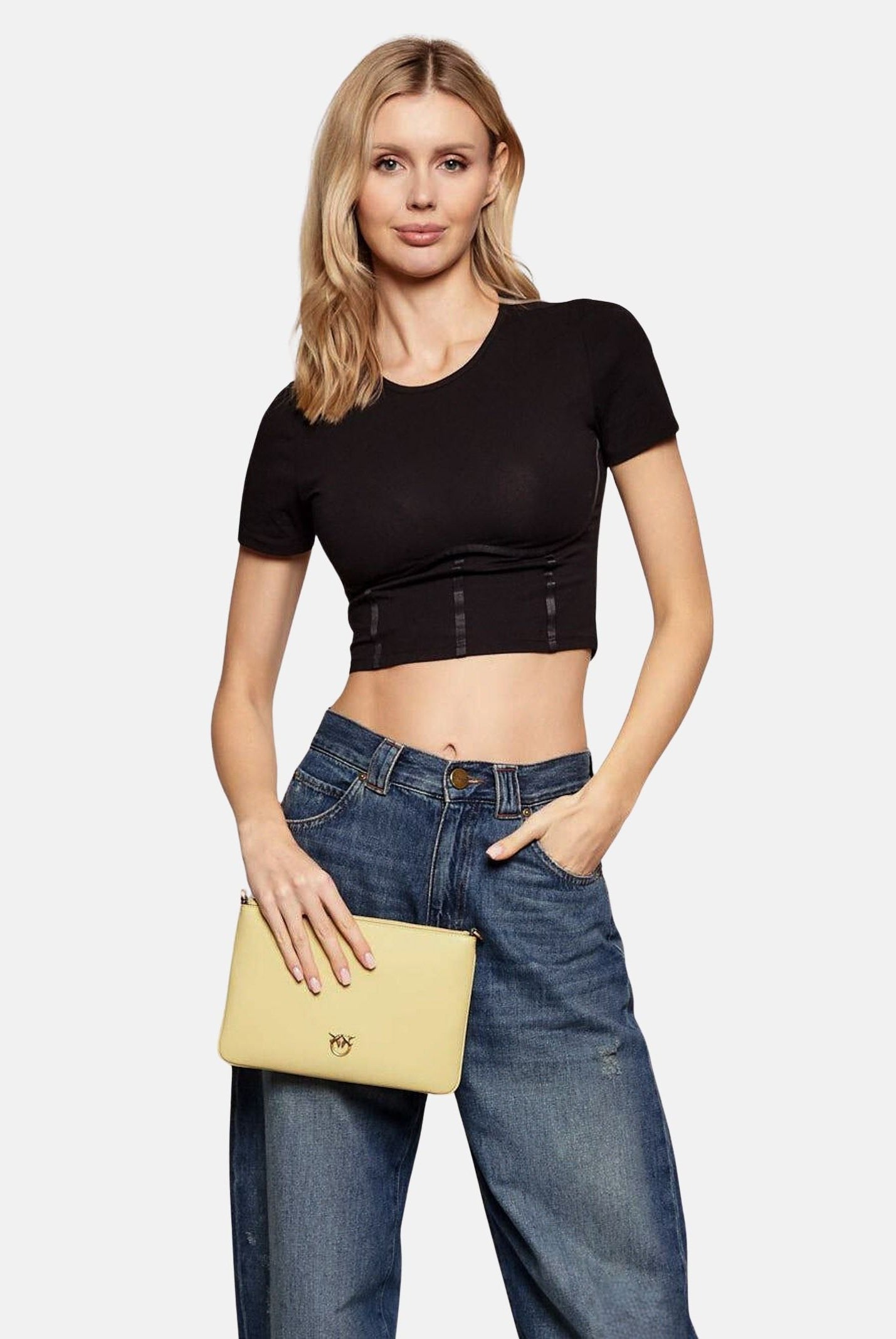 PINKO Pochette Classic Flat Love Bag Simply giallo vaniglia da donna 100455A0F1 C39Q PINKO