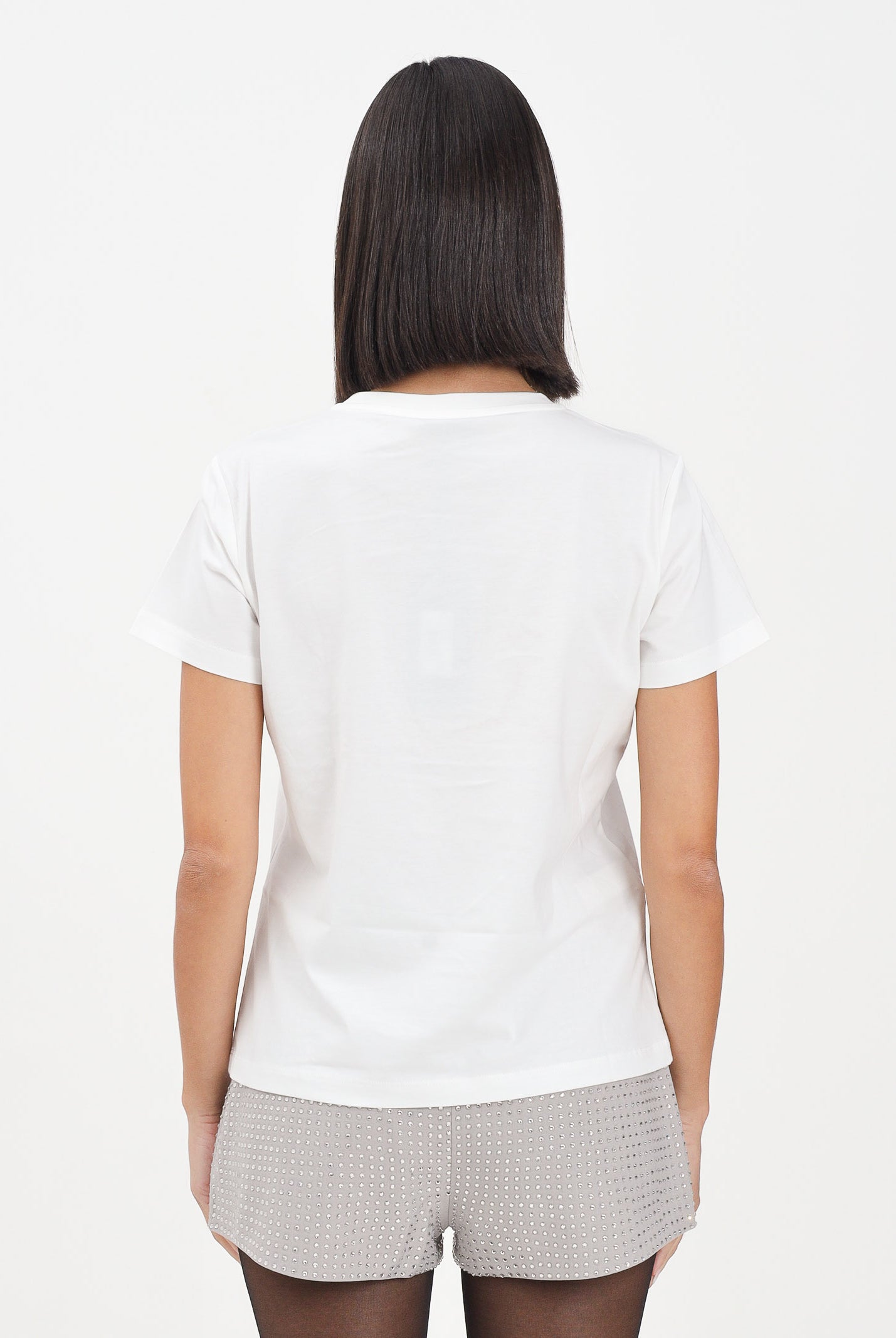 PINKO T-shirt a manica corta bianca da donna con logo Love Birds 100535A2RN Z05 PINKO